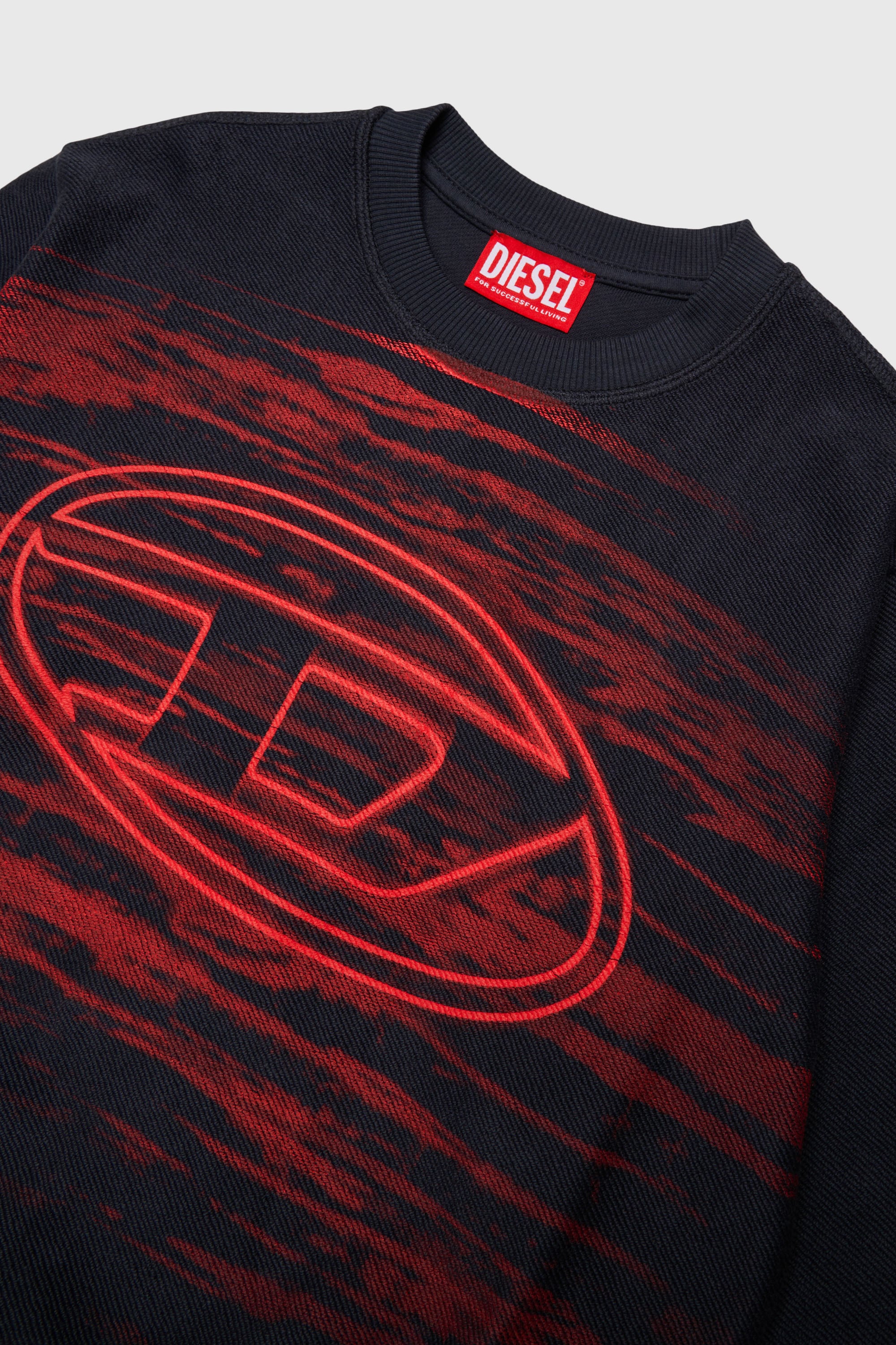 Diesel - SFRIT OVER, Felpa con striature e logo Oval D Uomo in Nero - 3