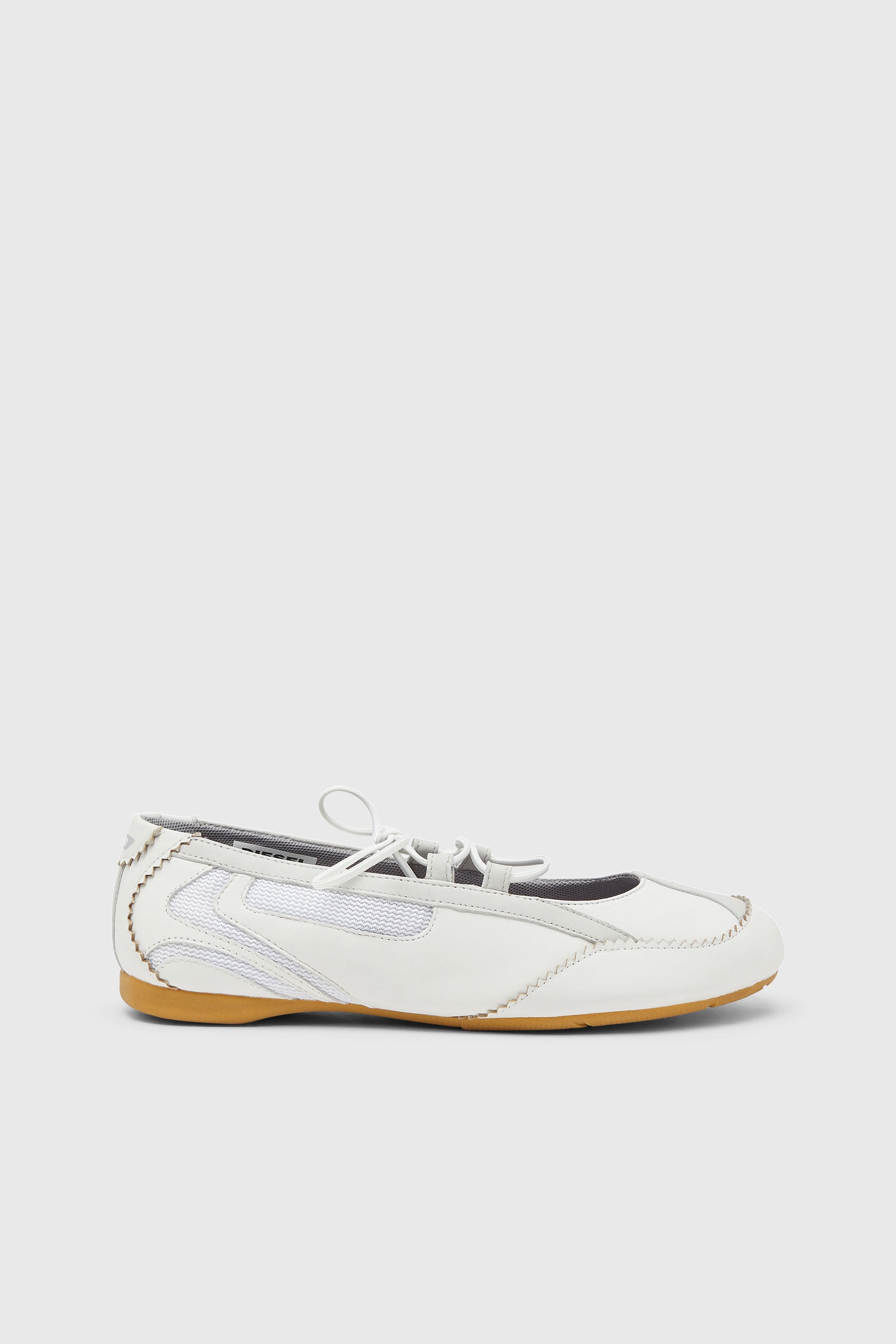Diesel - D-MILE BALLERINA LACE UP W, D-Mile-Ballerine stringate in pelle e mesh Donna in Bianco - 1