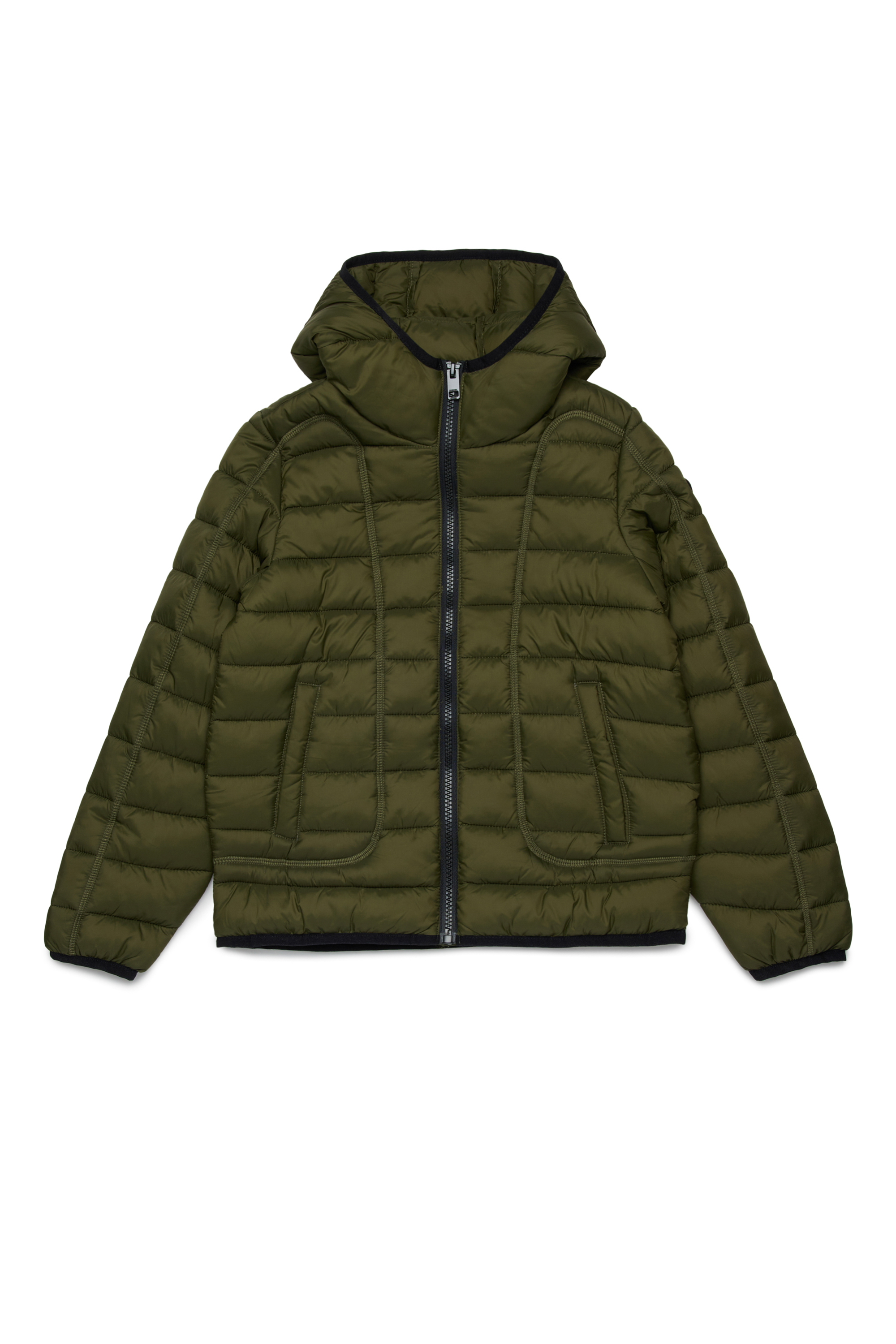 Diesel - JWSTONE, Giacca in nylon con cappuccio Unisex in Verde - 1