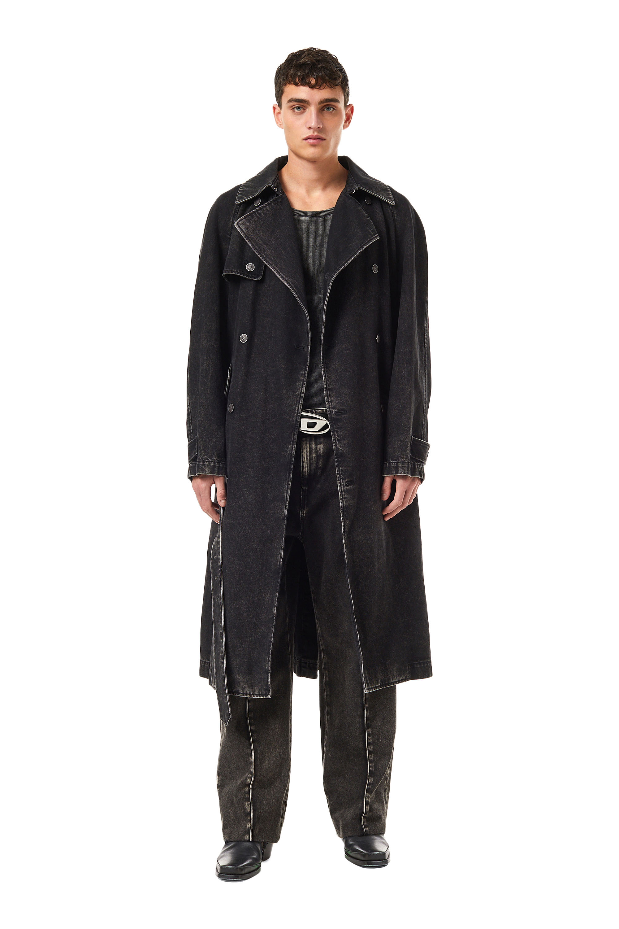 Diesel - D-DELIRIOUS DOUBLE BREASTED TRENCH COAT, Nero/Grigio scuro - Image 5