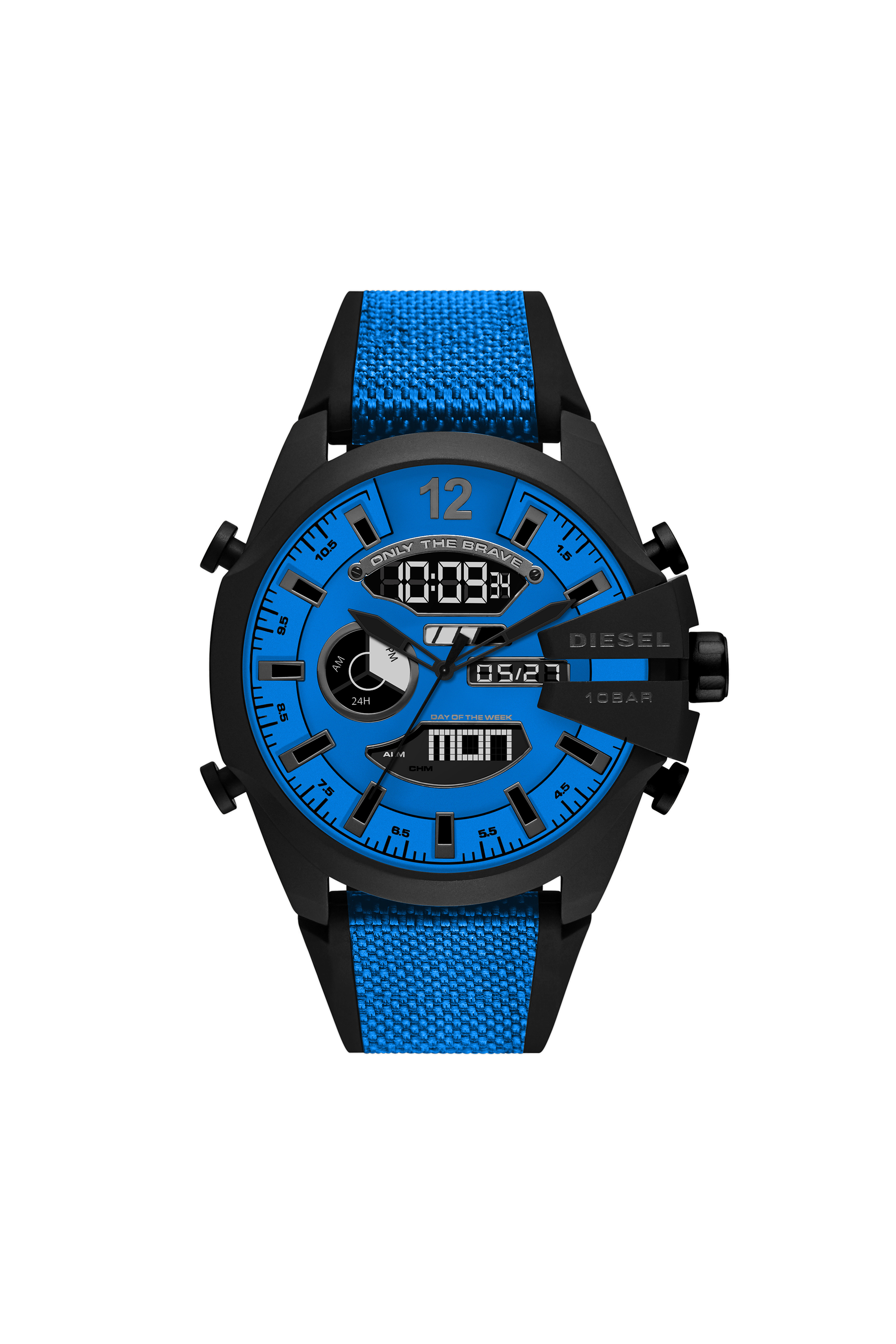 Diesel - DZ4550, Orologio Mega Chief analogico-digitale con cinturino in nylon e silicone blu Uomo in Blu - 1