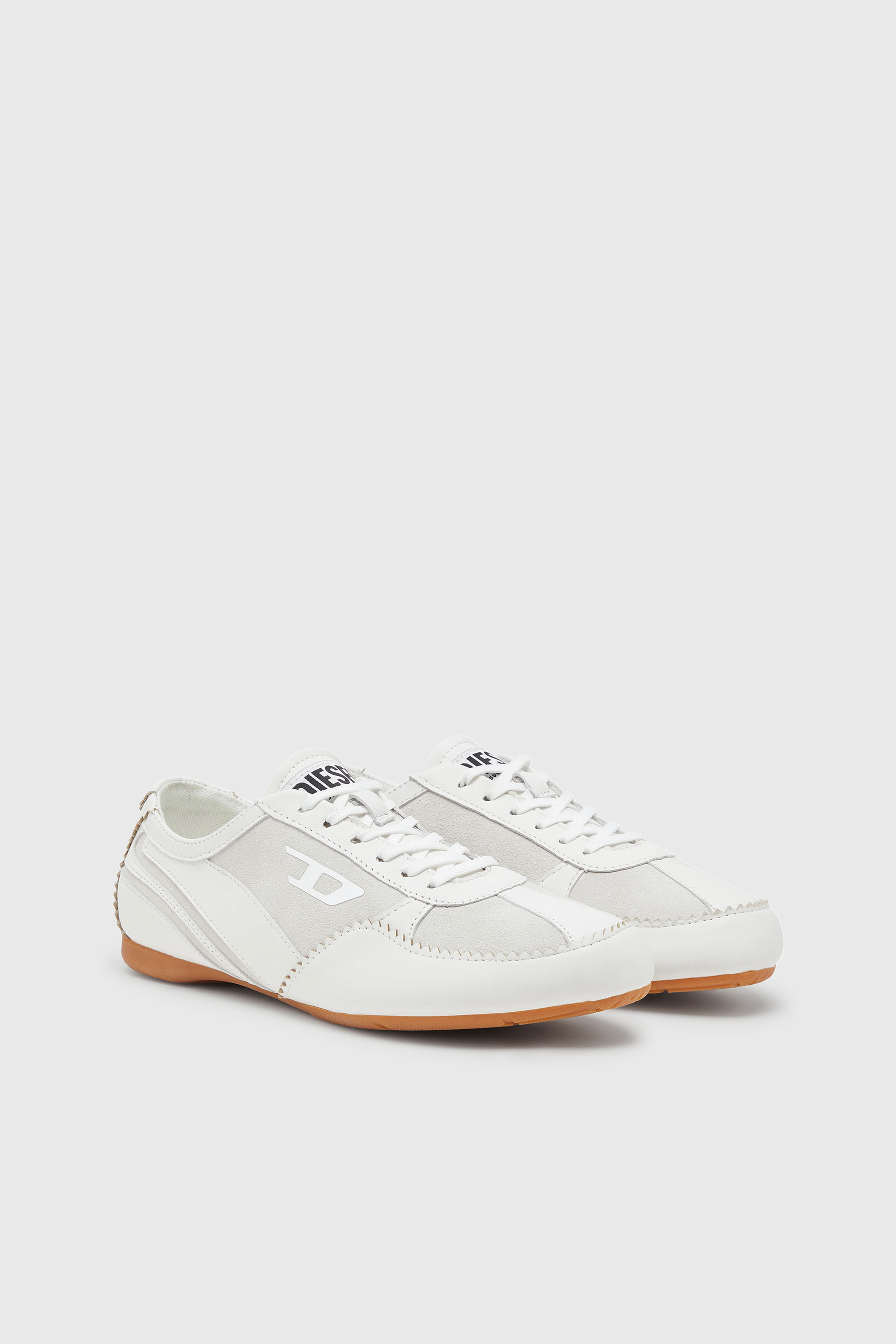 Diesel - D-MILE LOW W, D-Mile-Sneaker flat in pelle e suede Donna in Bianco - 2