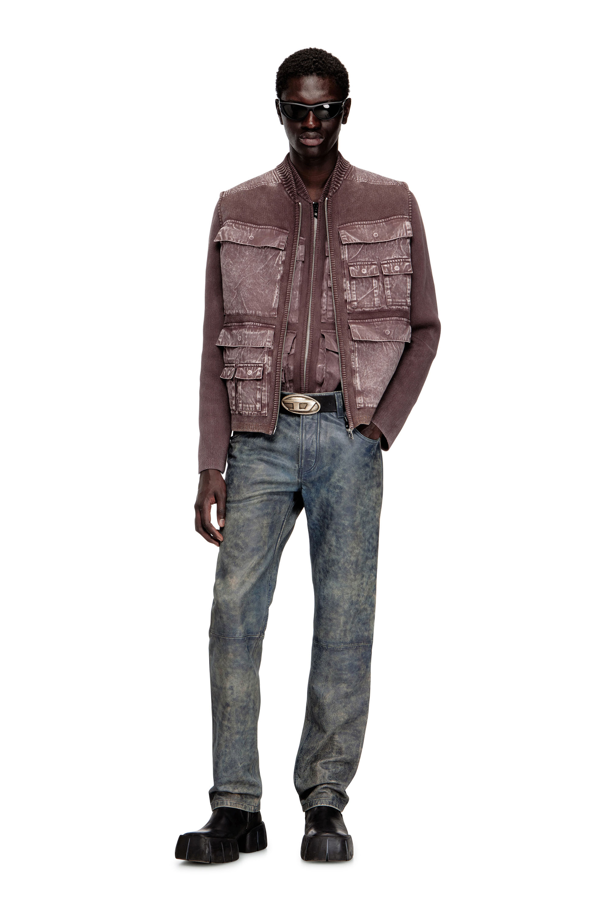 Diesel - K-GIULIUS, Gilet lavorato a maglia con zip e tasche cargo Uomo in ToBeDefined - 2
