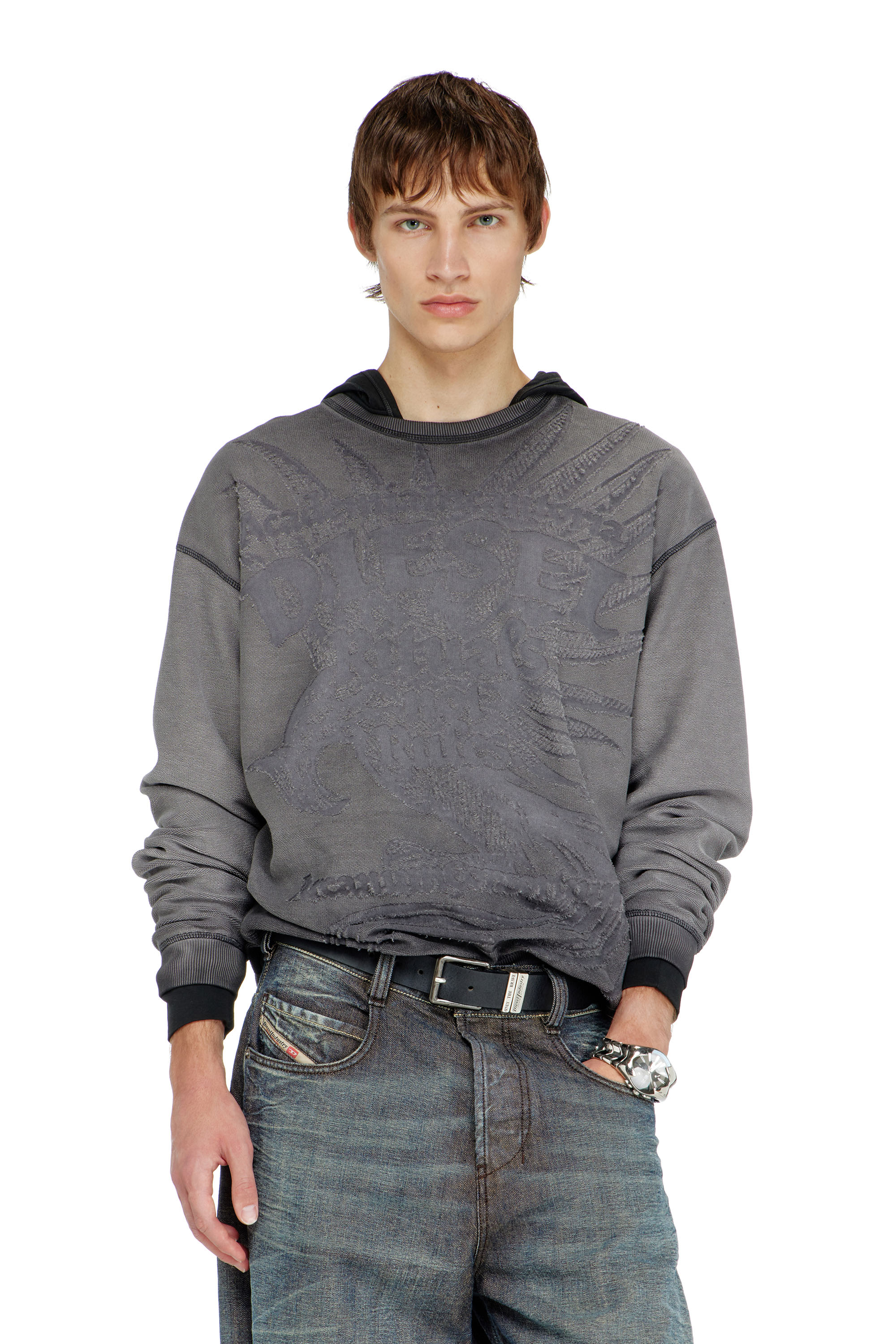 Diesel - S-ARON-RAW, Felpa con stampa d&eacute;vor&eacute; Uomo in ToBeDefined - 1