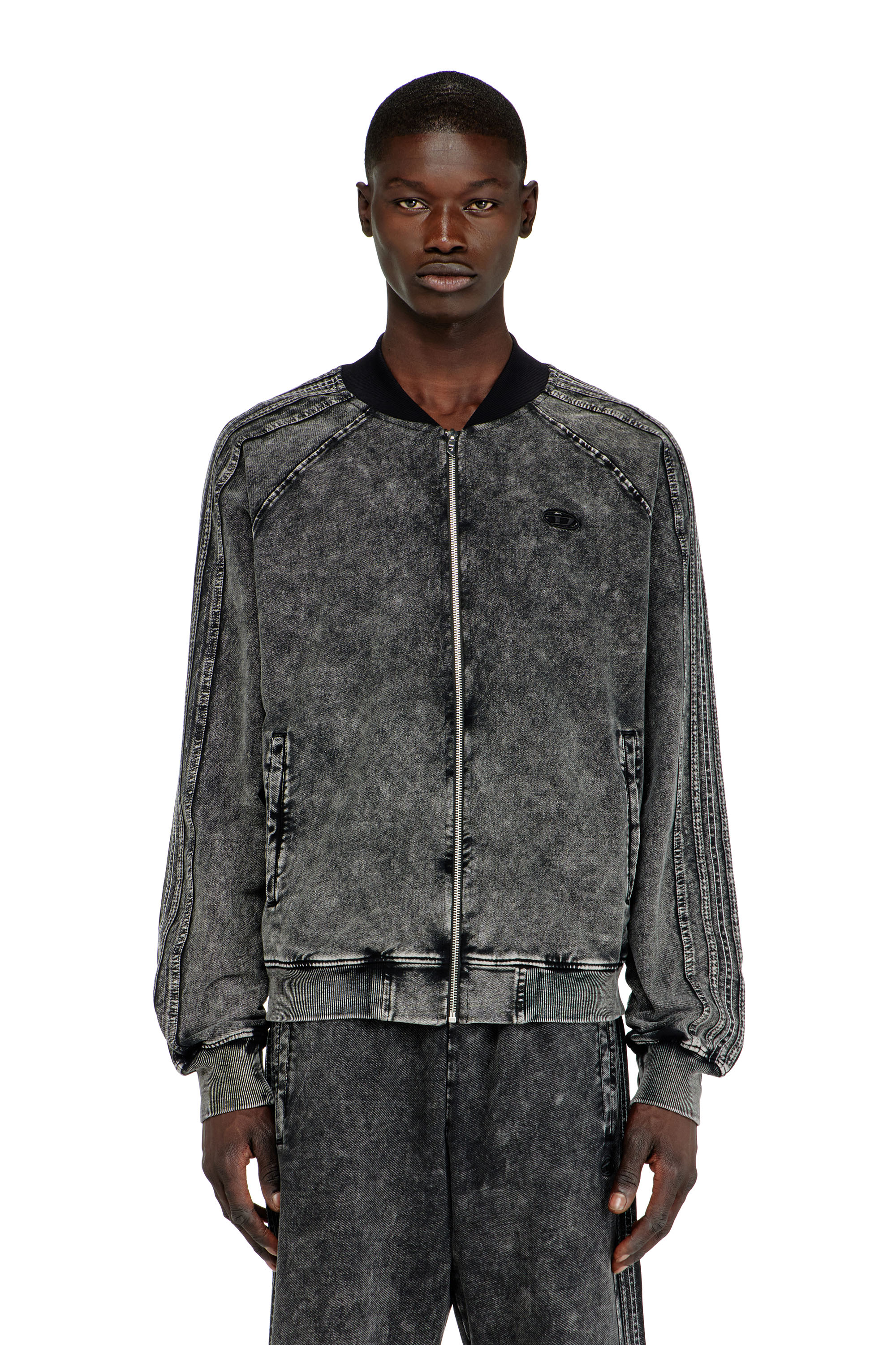 Diesel - S-ALT, Felpa con chiusura a zip e bande lungo le maniche Uomo in Nero - 2