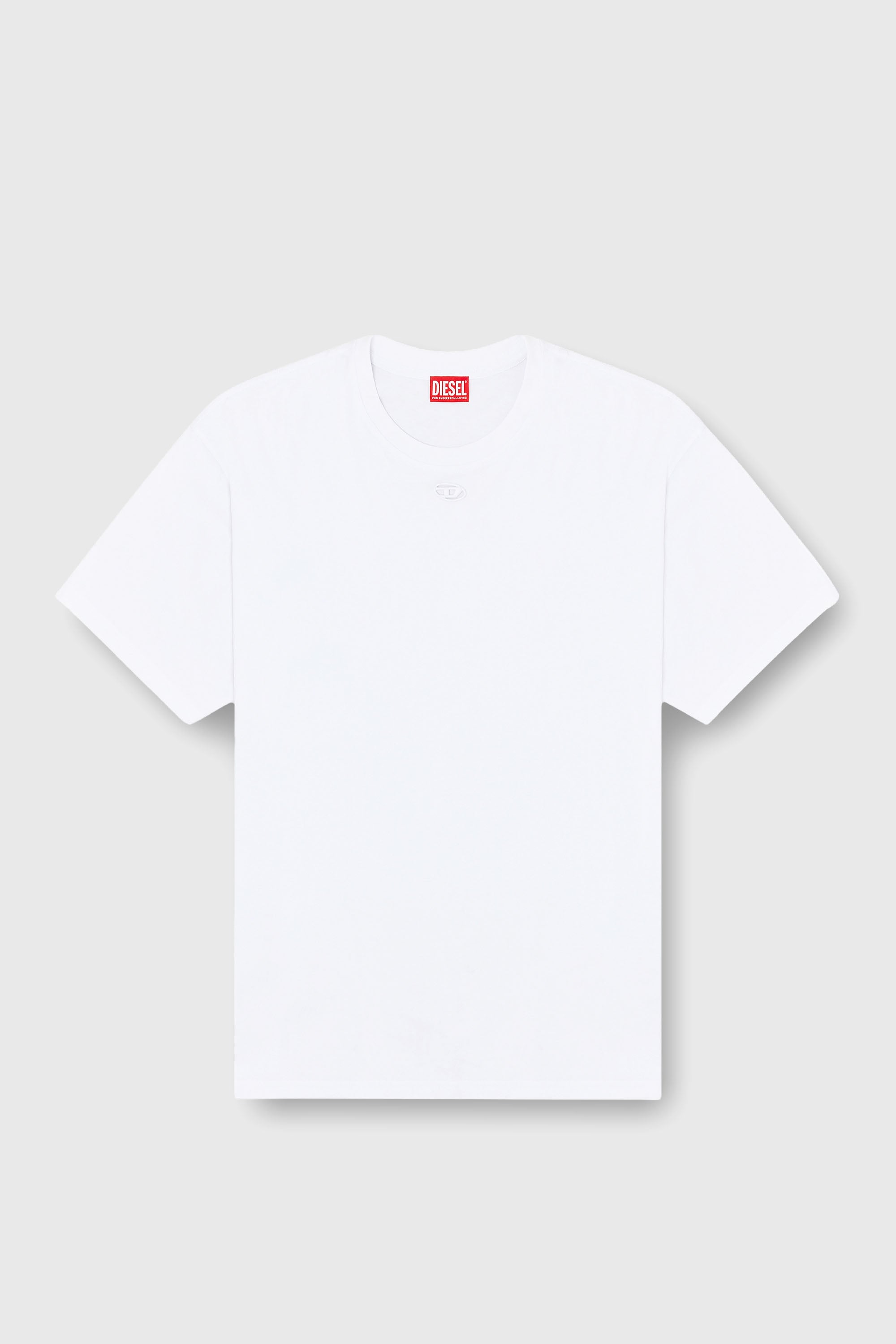 Diesel - T-BOXT-DCO, T-shirt in cotone dalla vestibilit&agrave; rilassata con ricamo Oval D Uomo in Bianco - 2
