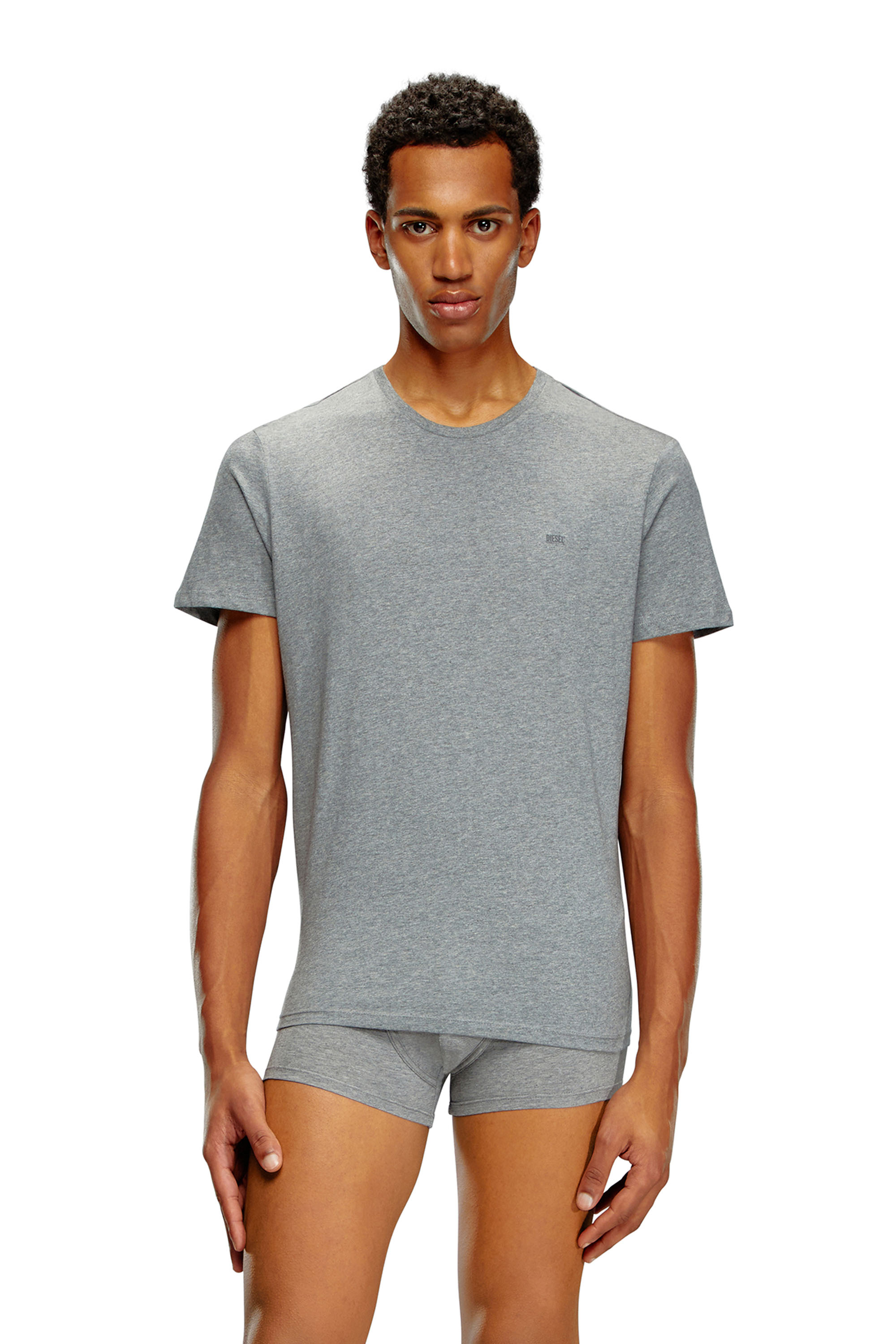 Diesel - UMTEE-JAKETHREEPACK, Man's Three-pack crew-neck T-shirts in Grey/White - 3