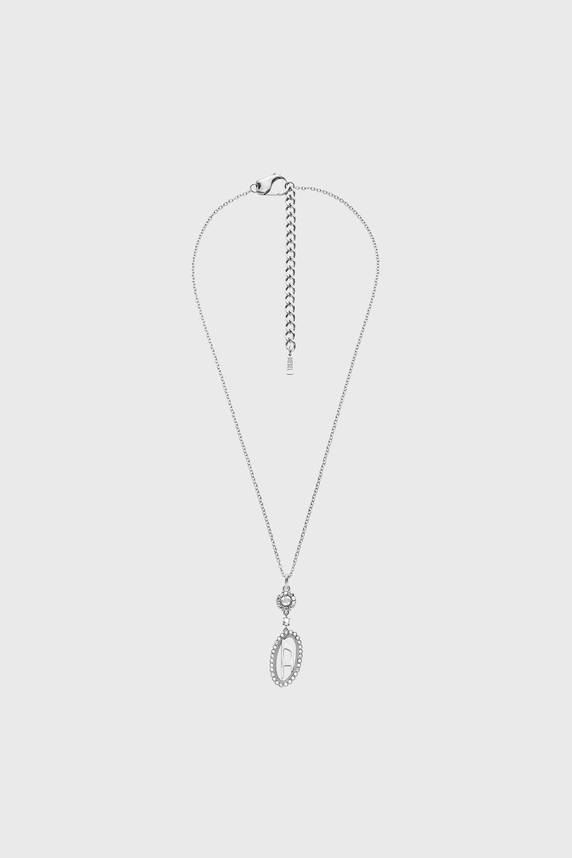 Diesel - DX1750040, Collana in acciaio inox con pendente pav&eacute; Unisex in Argento - 1