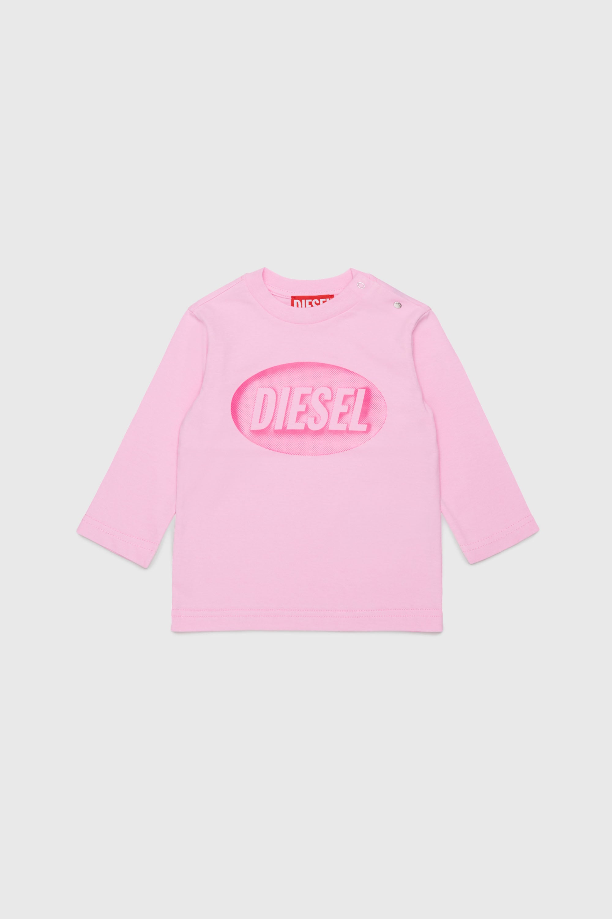 Diesel - TELMB, T-shirt in cotone con stampa logo Uomo in Rosa - 1