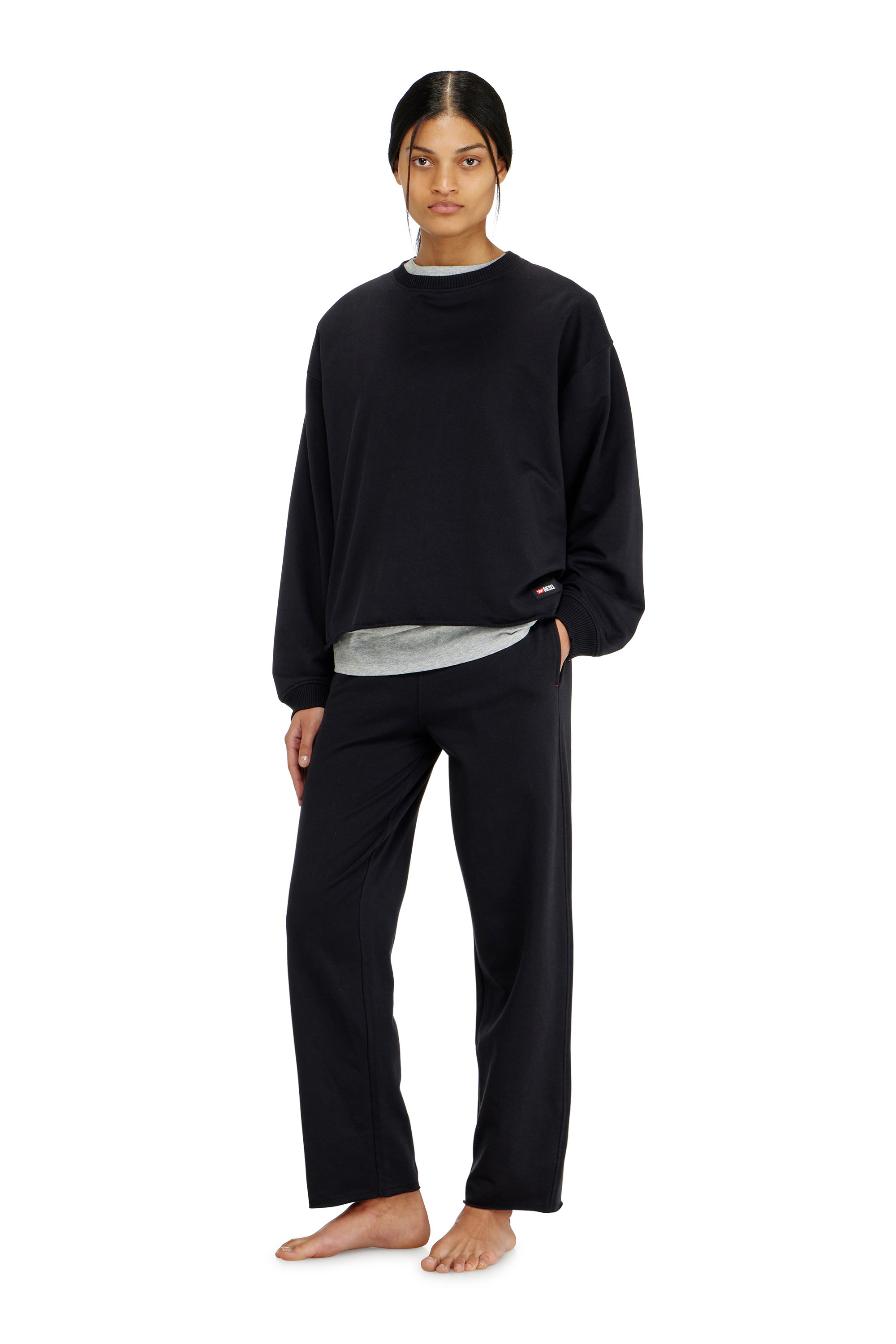 Diesel - PATRICIA-D-CORE, Felpa smerigliata con orlo vivo Donna in Nero - 2