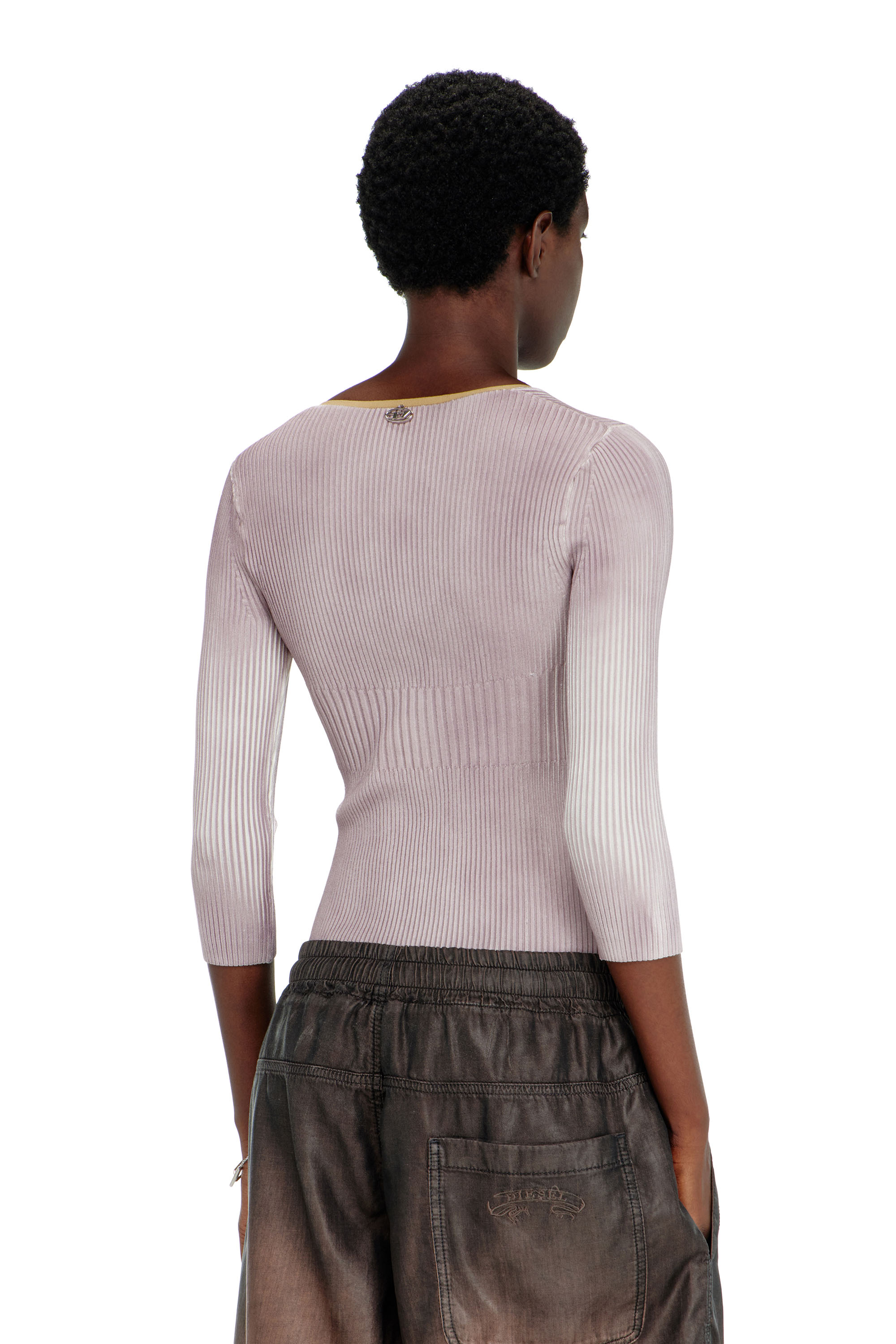 Diesel - T-LEY-AA1, Body in jersey a costine con patch effetto ombra Donna in Blu - 4