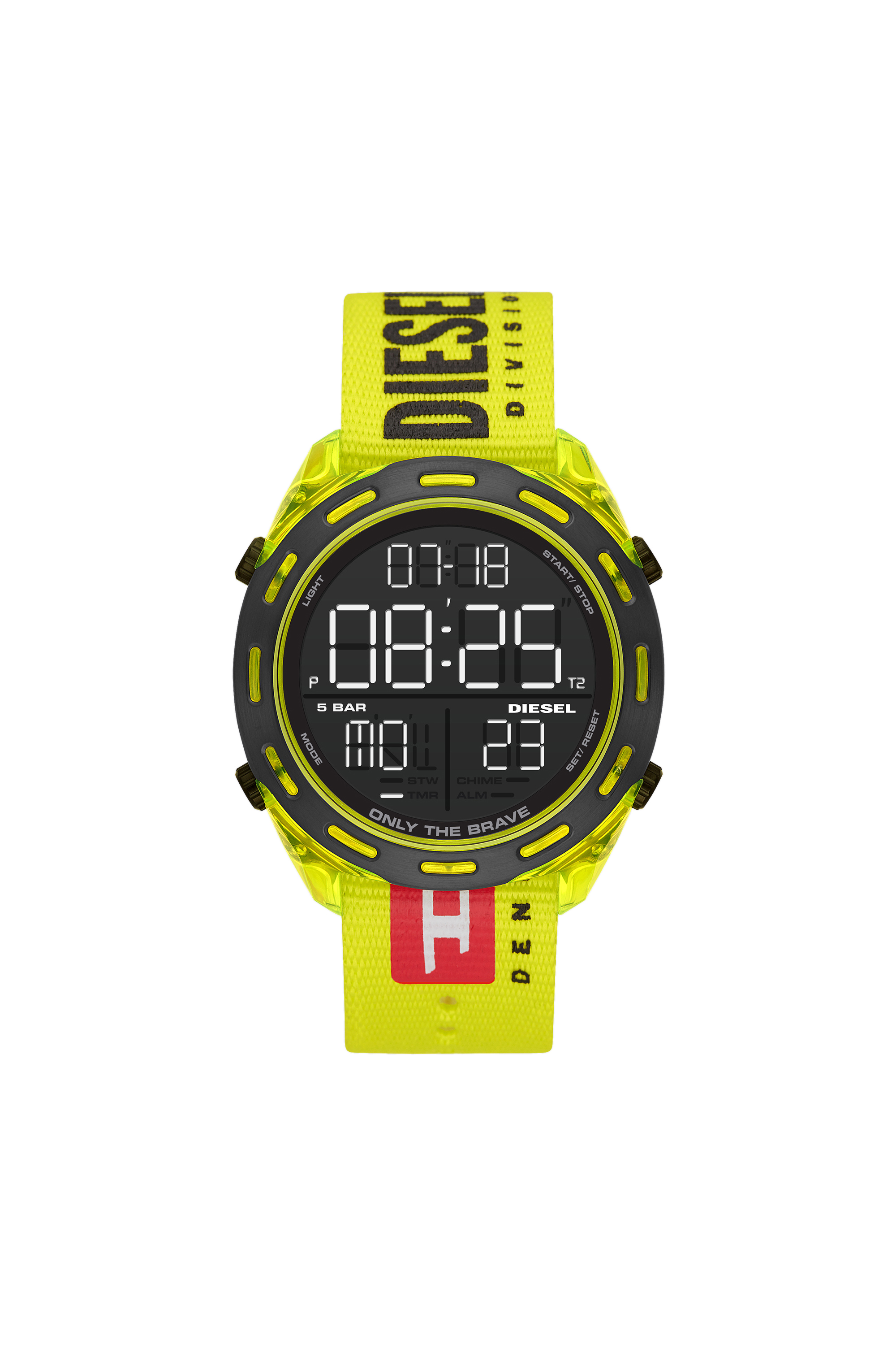 Diesel - DZ1895, Crusher orologio digitale con cinturino giallo neon in nylon Uomo in Giallo - 1