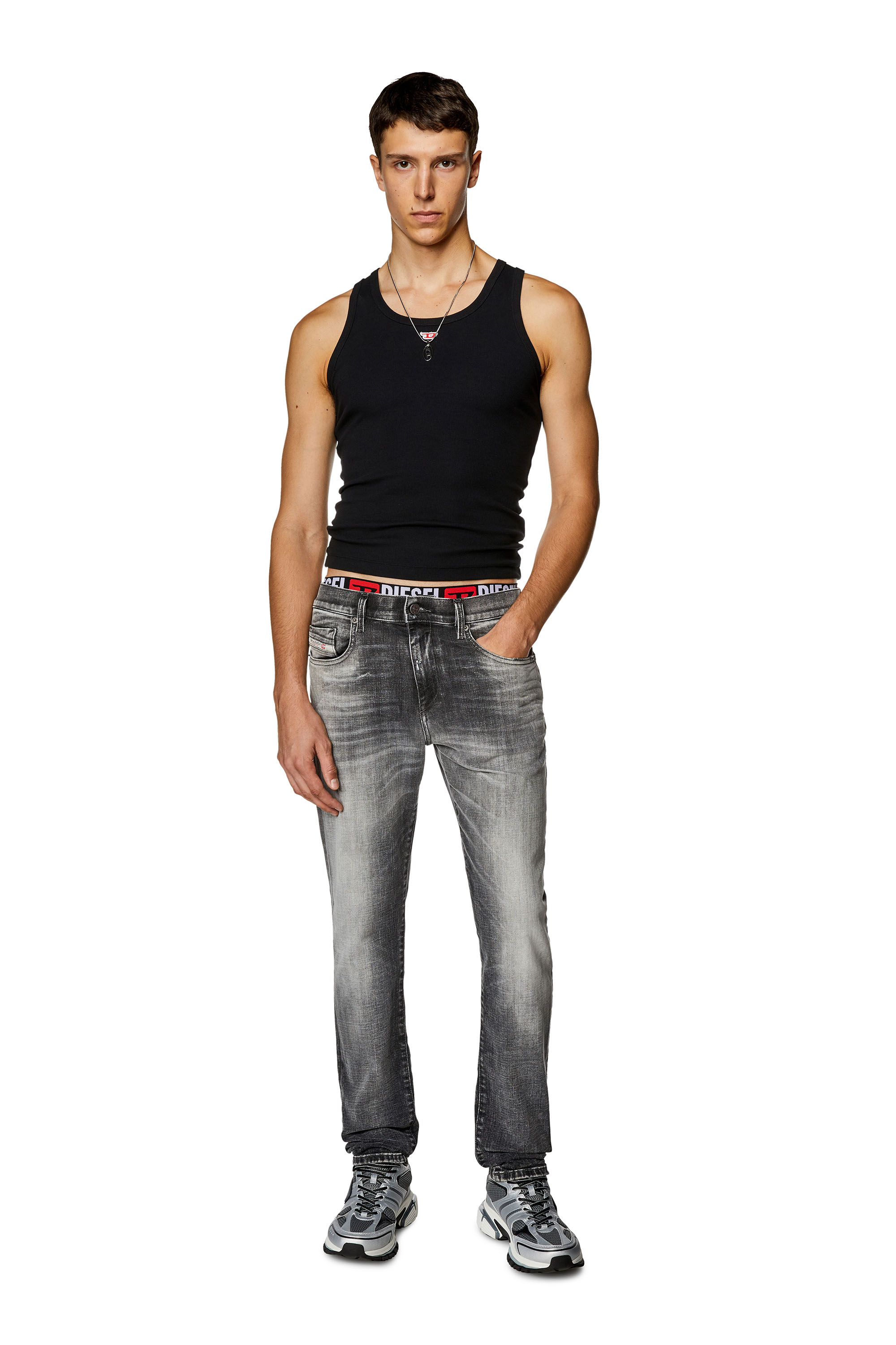 Diesel - Slim Jeans 2019 D-Strukt 09G88, Nero/Grigio scuro - Image 2