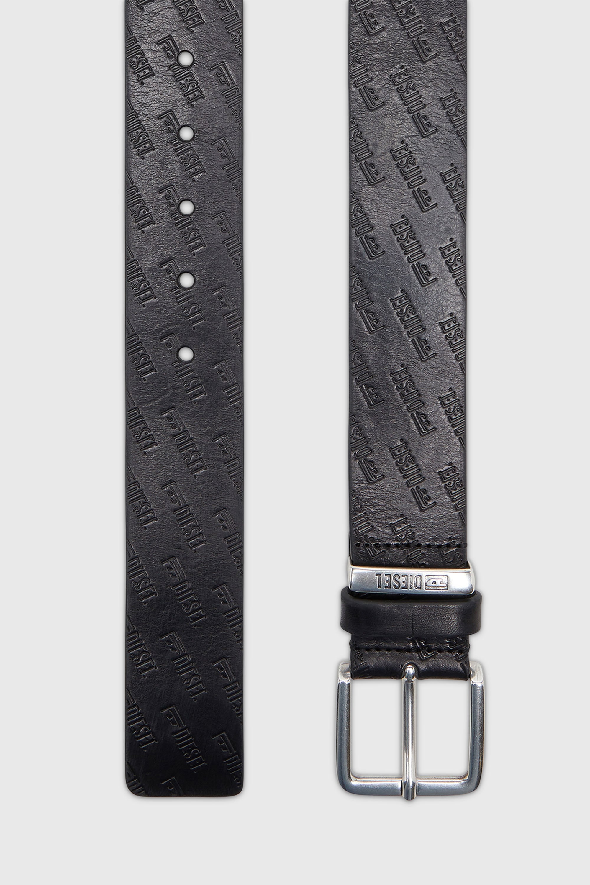 Diesel - B-MONOGRAM DSL, 4 cm cintura in pelle con logo Diesel all-over embossato Uomo in Nero - 2