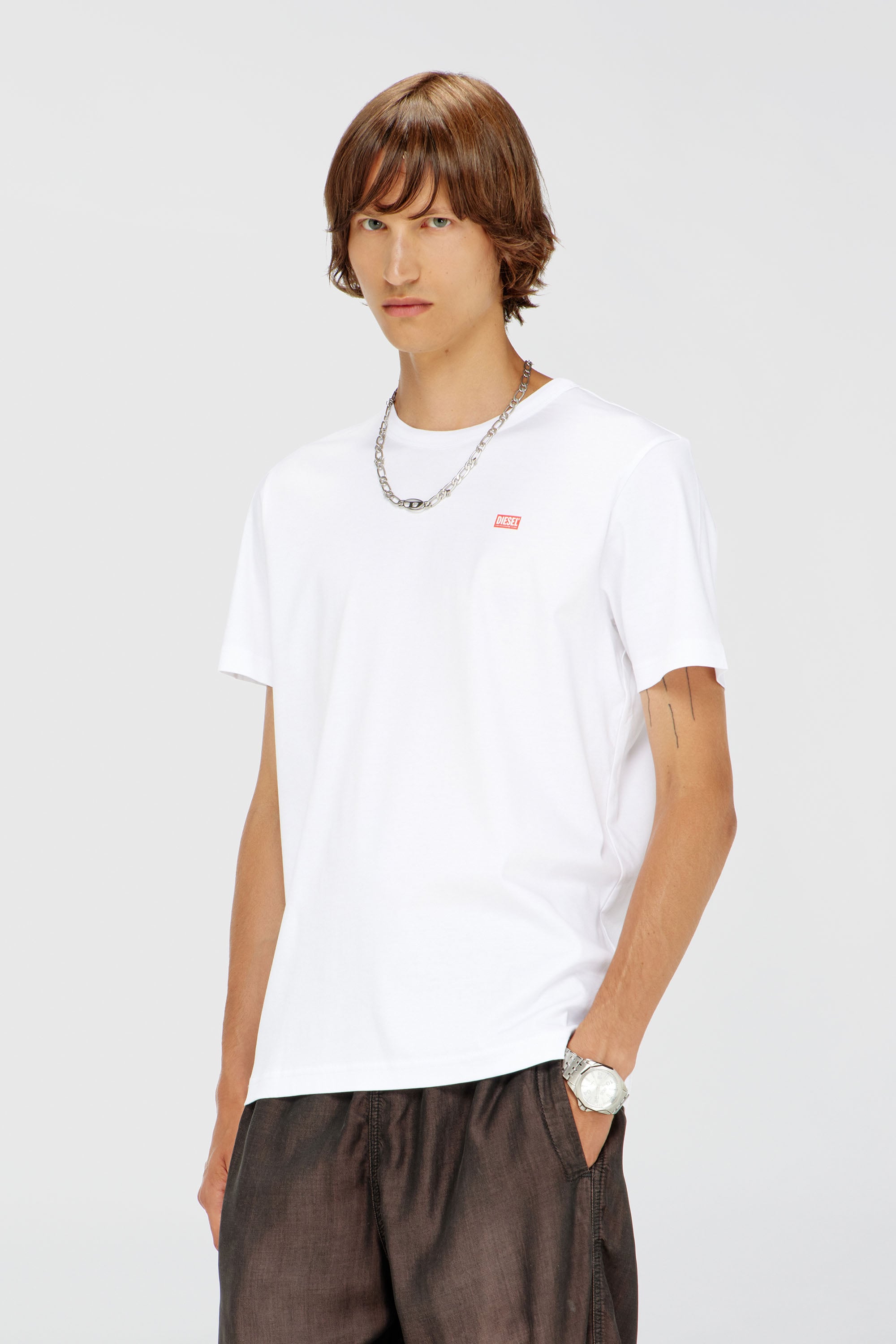 Diesel - T-MIEGOR-K77, T-shirt in cotone mercerizzato Uomo in Bianco - 1