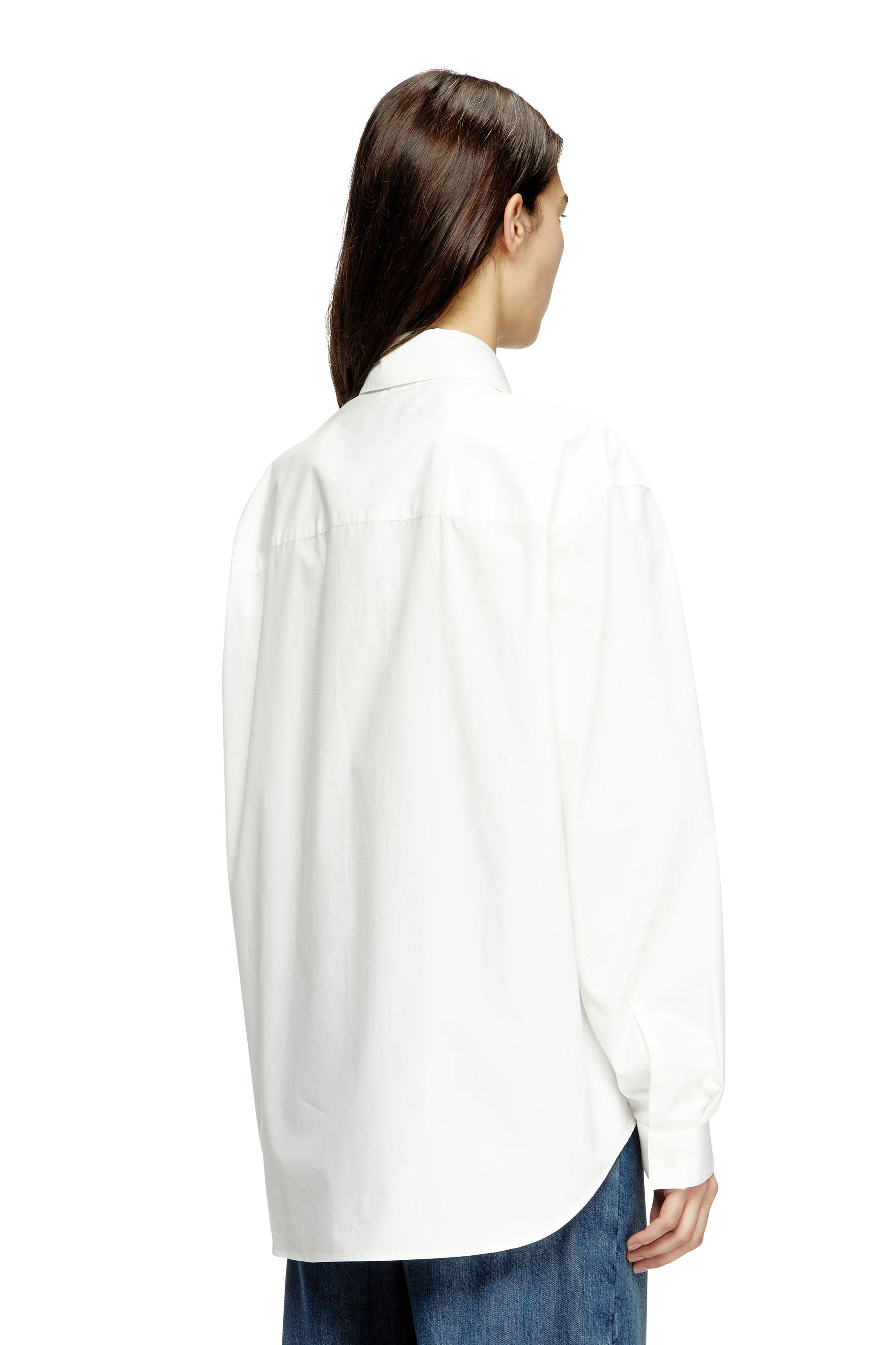 Diesel - S-SIMPLY-C-WN-R1, Camicia boyfriend con logo Oval D Donna in Bianco - 4