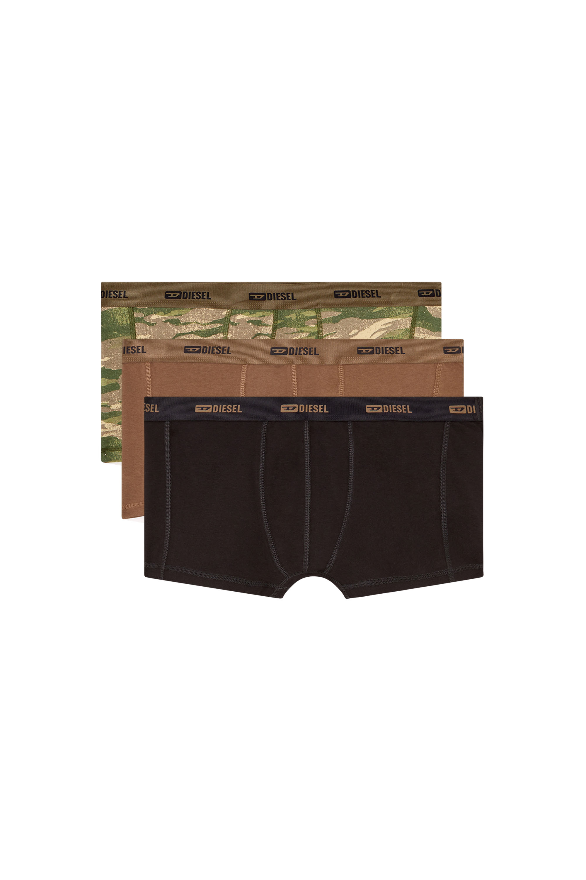 Diesel - DAMIEN-UTLT-3PACK, Set di tre boxer a tinta unita e camouflage Uomo in Multicolor - 1