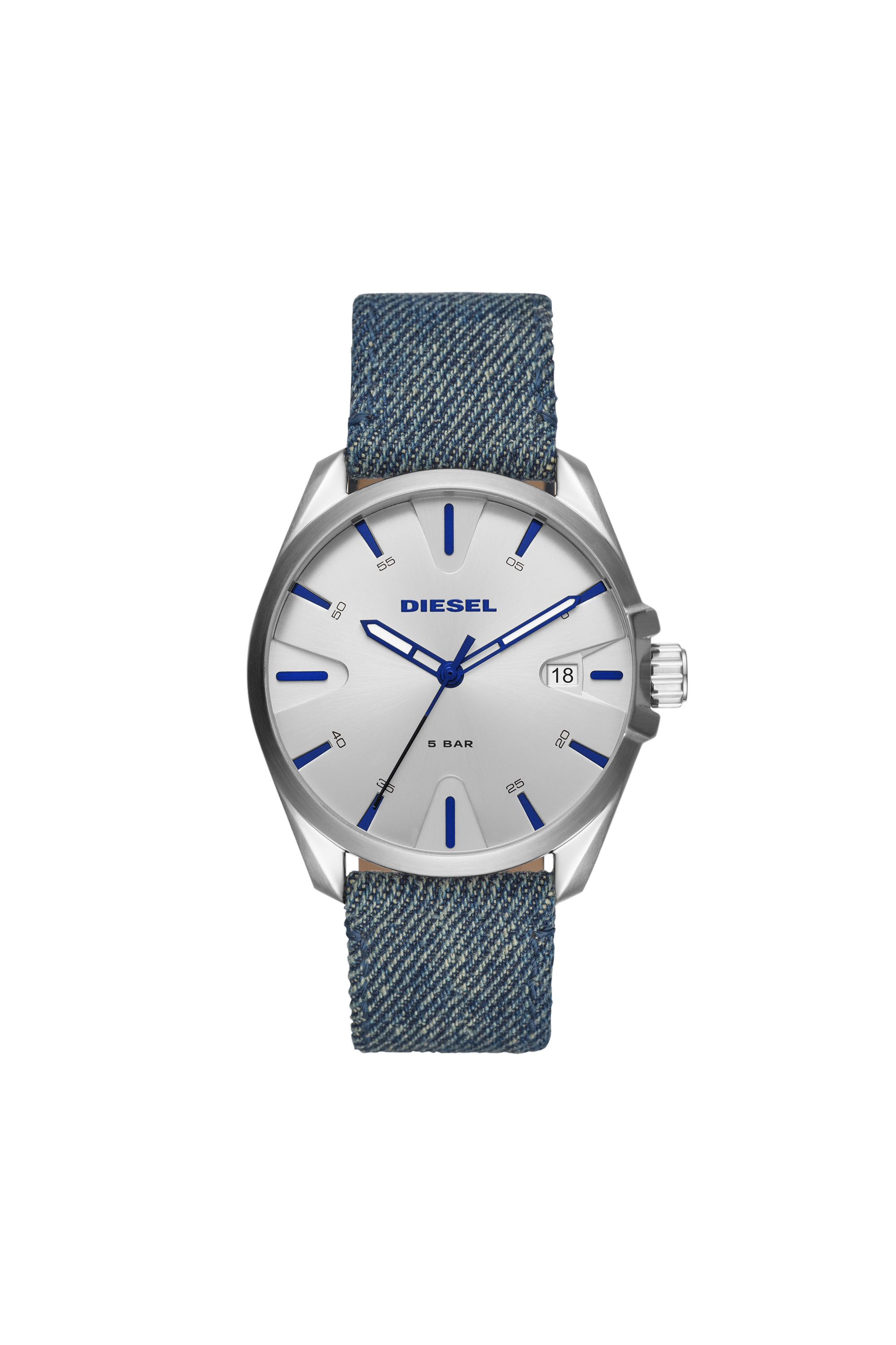 Diesel - DZ1891, MS9 orologio a tre lancette con cinturino in denim blu Uomo in Blu - 1