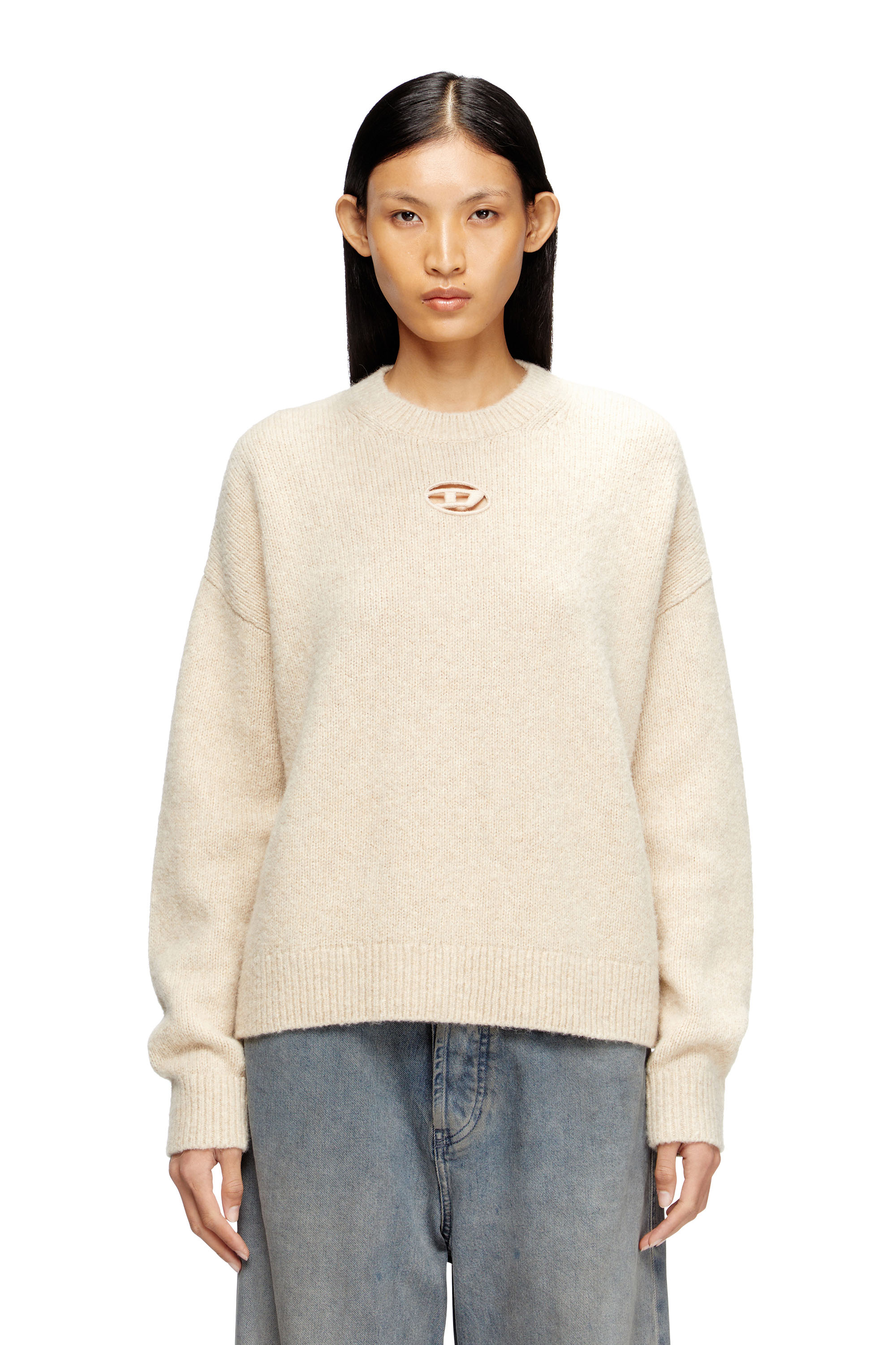 Diesel - M-AREETA, Maglia in misto lana e alpaca Donna in Beige - 1