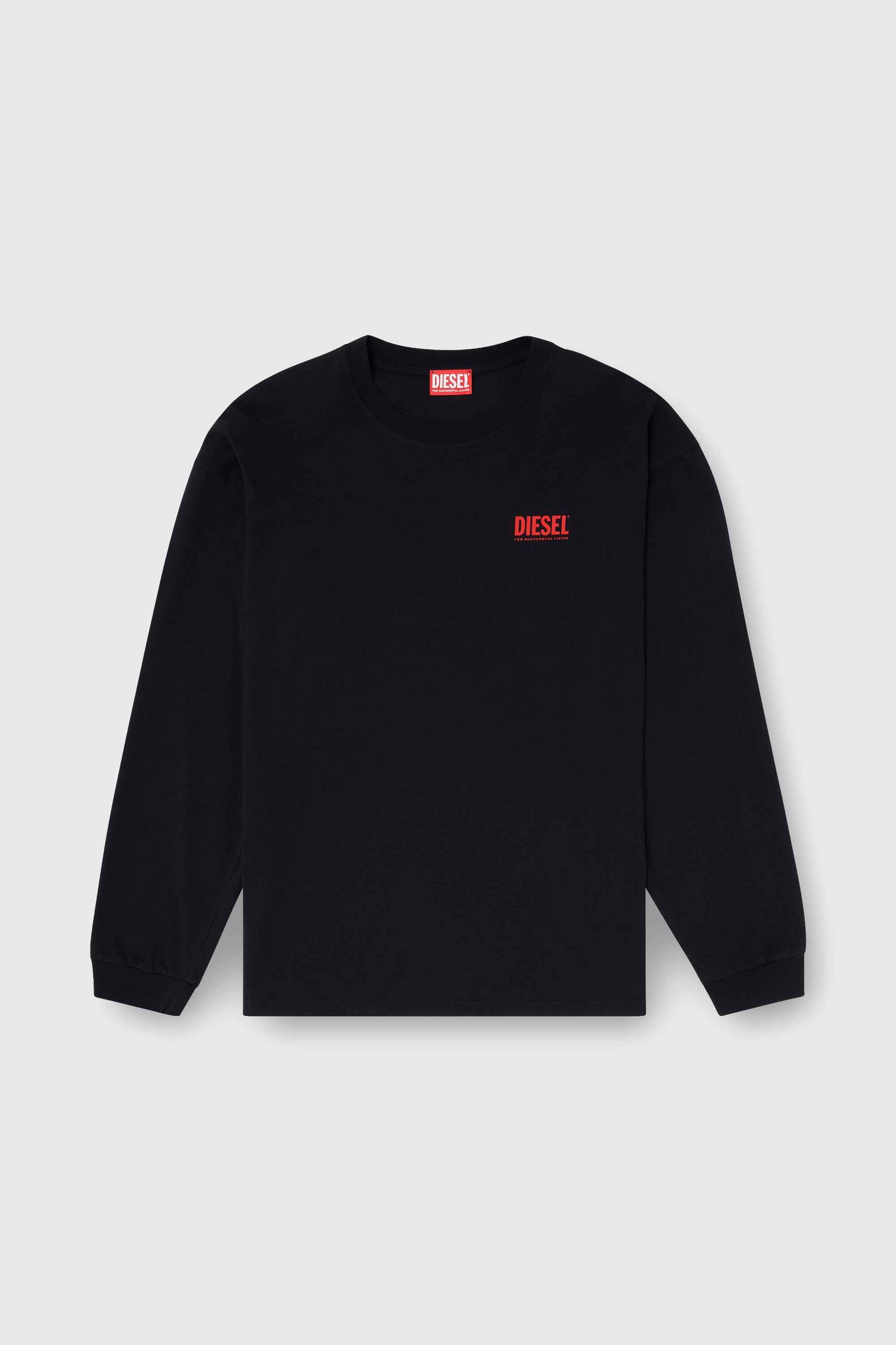 Diesel - T-BOXT-LS-BISK, T-shirt a maniche lunghe relaxed con logo Biscotto Uomo in Nero - 2