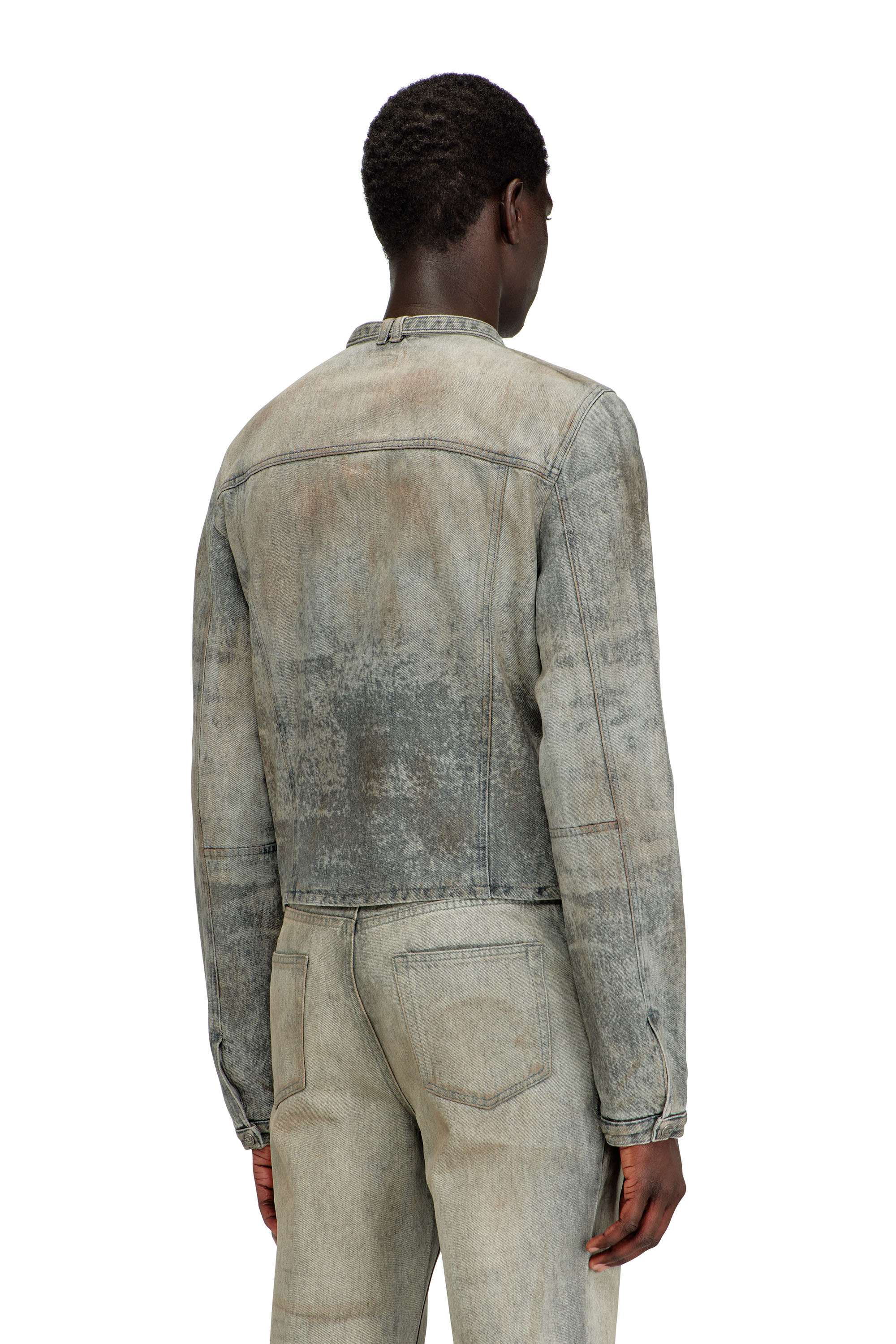 Diesel - D-VULMAR-FSI, Giacca in satin denim di cotone e canapa Uomo in Grigio - 4