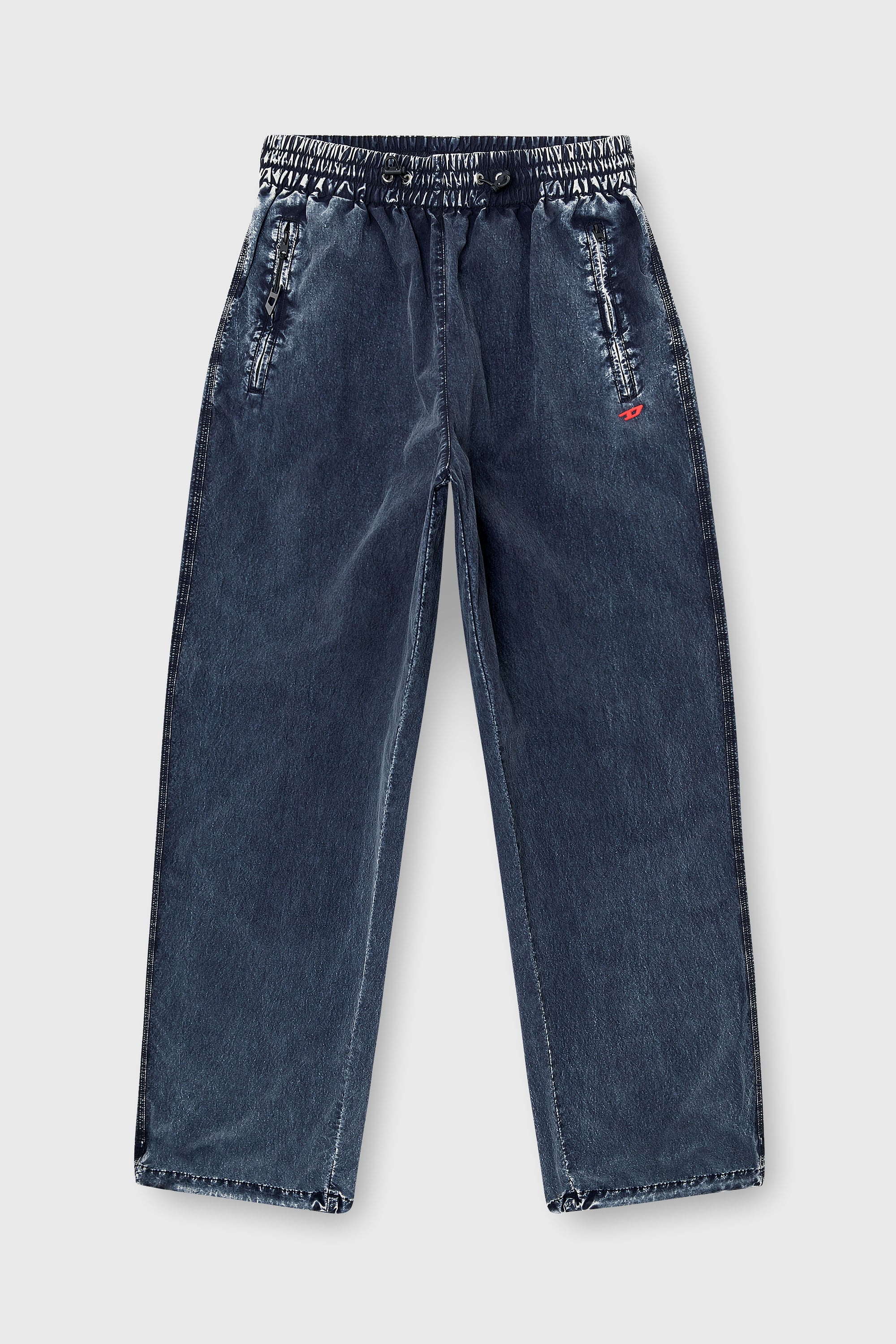 Diesel - P-APYRI, Pantaloni acid-wash in nylon taslan Donna in Blu - 2