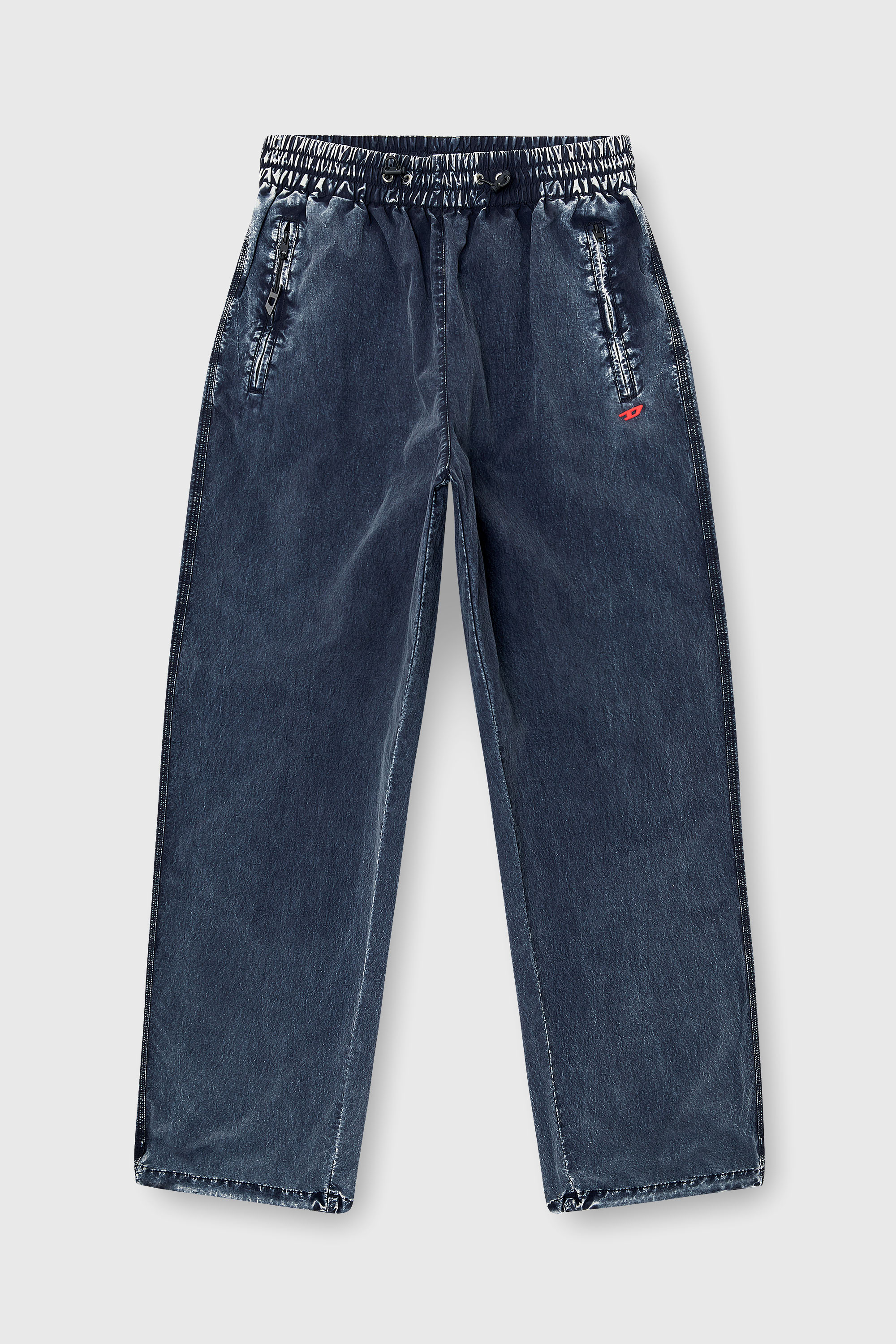 Diesel - P-APYRI, Pantaloni acid-wash in nylon taslan Donna in Blu - 2