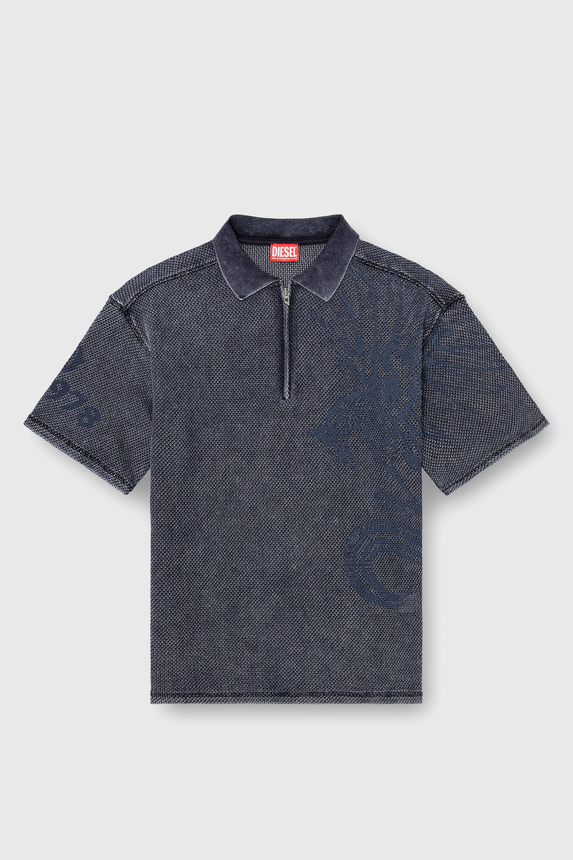 Diesel - T-ERRY-ZIP, Polo in mesh jacquard con stampa Phoenix Uomo in Grigio - 2