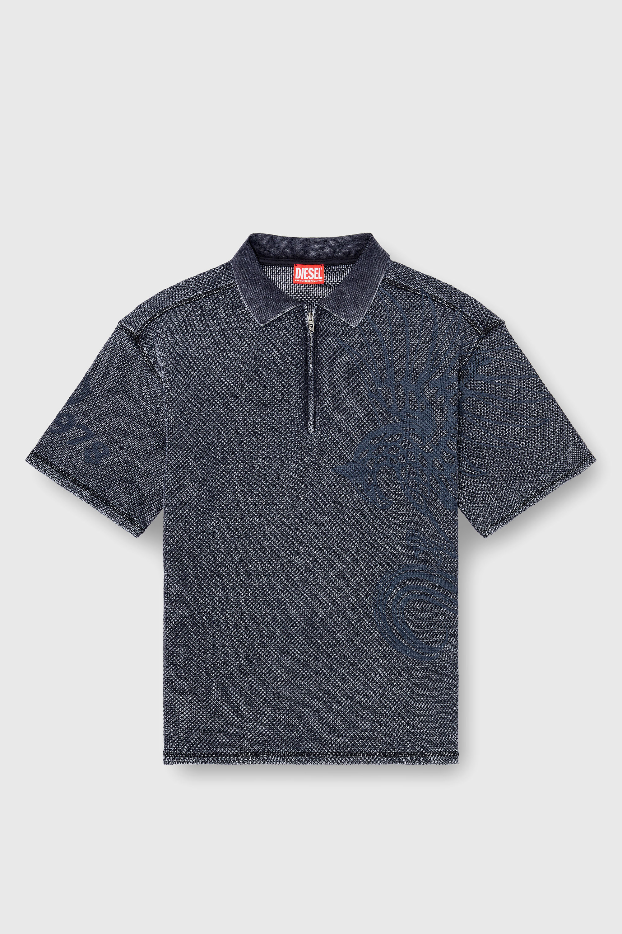 Diesel - T-ERRY-ZIP, Polo in mesh jacquard con stampa Phoenix Uomo in Grigio - 2