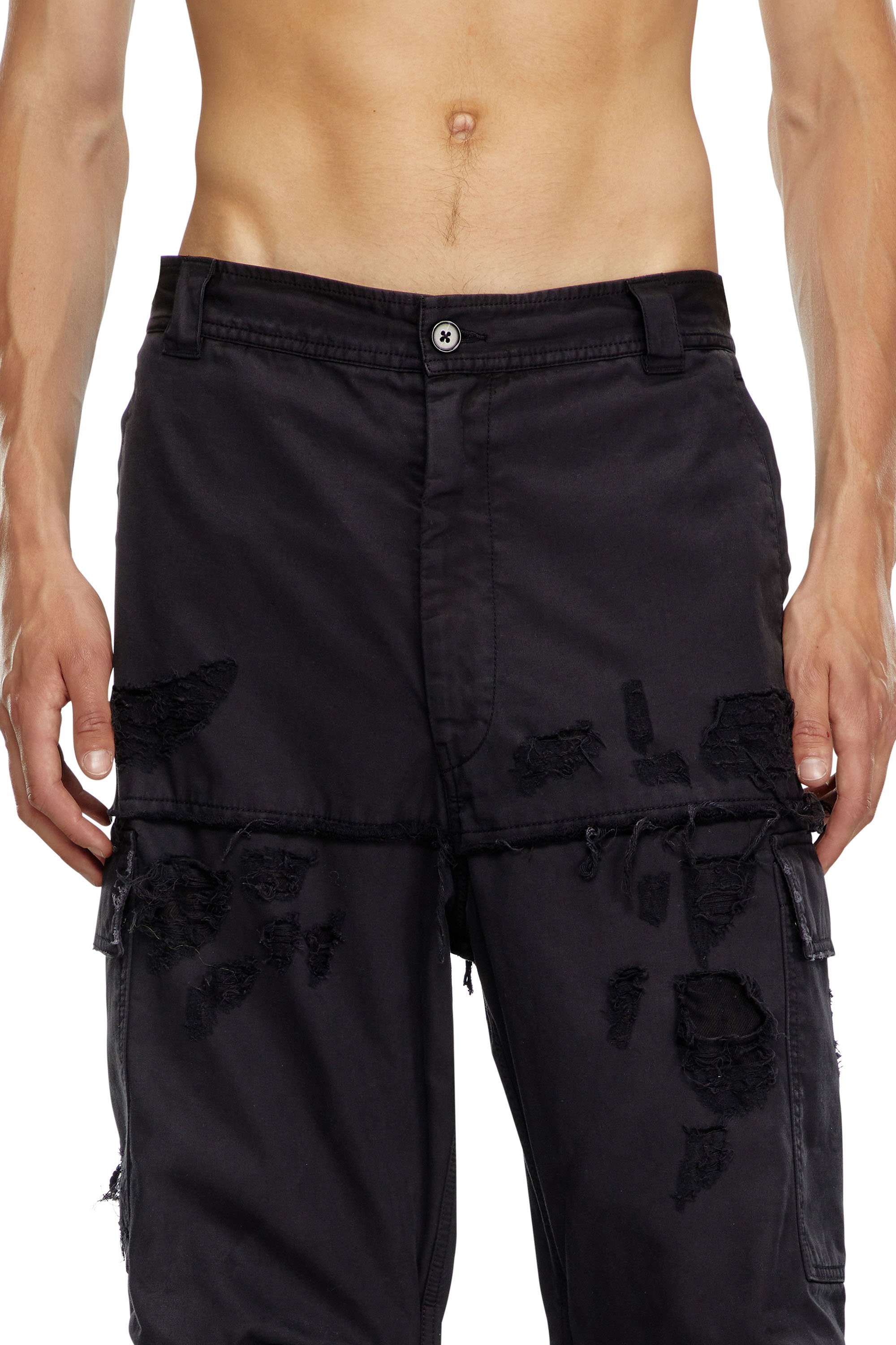 Diesel - P-OISE, Pantaloni con tasche in cotone dobby Uomo in Nero - 5