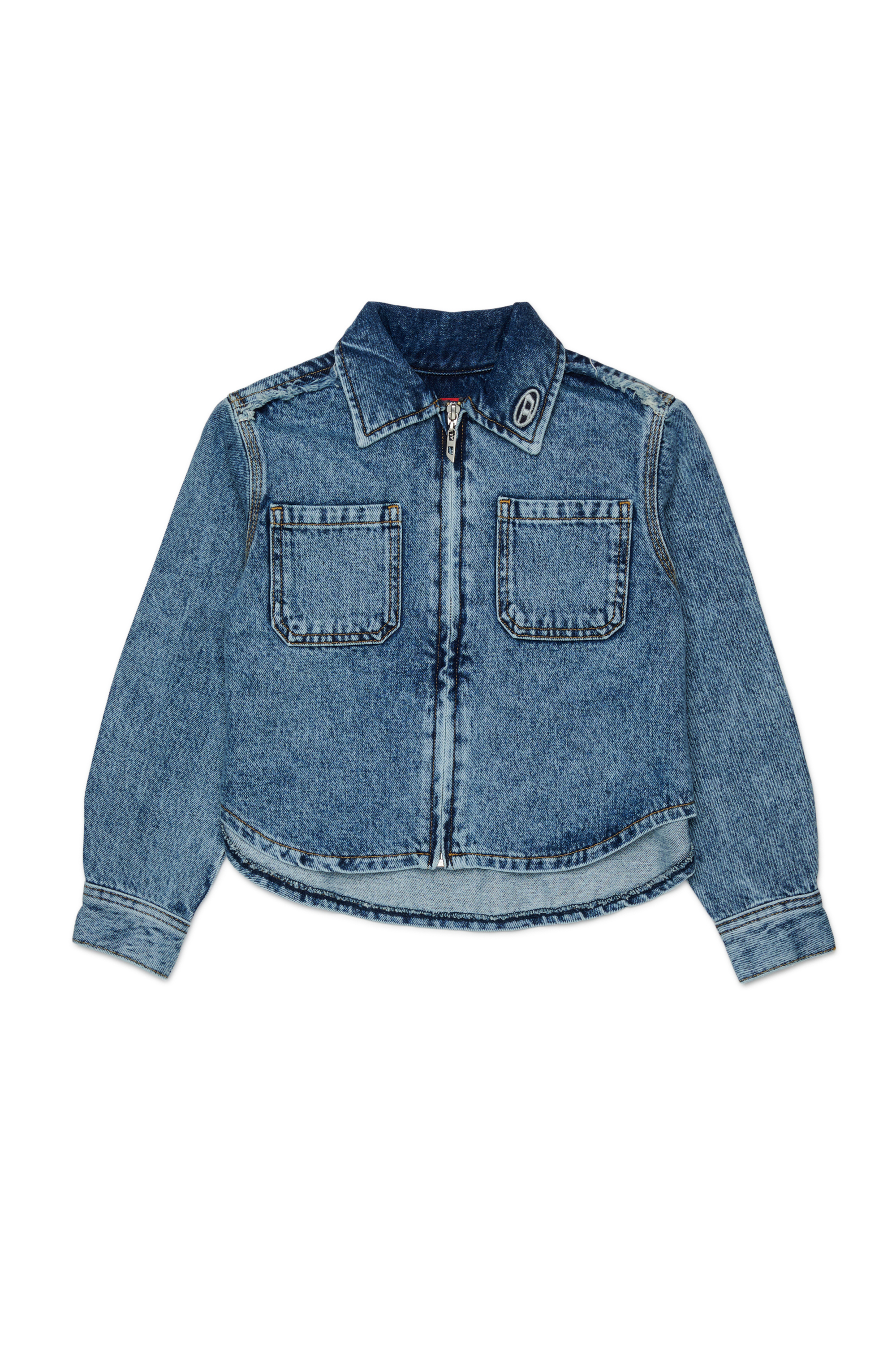 Diesel - CELKA, Camicia in denim con zip e dettaglio sfrangiato Donna in Blu - 1