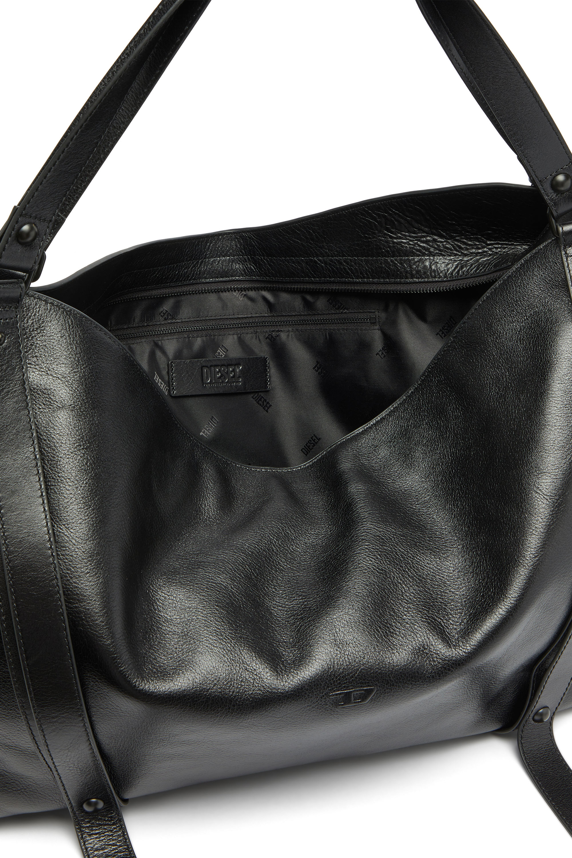 Diesel - D-ONE DUFFLE 48H, Unisex's D-One-Duffle bag in leather in Black - 4