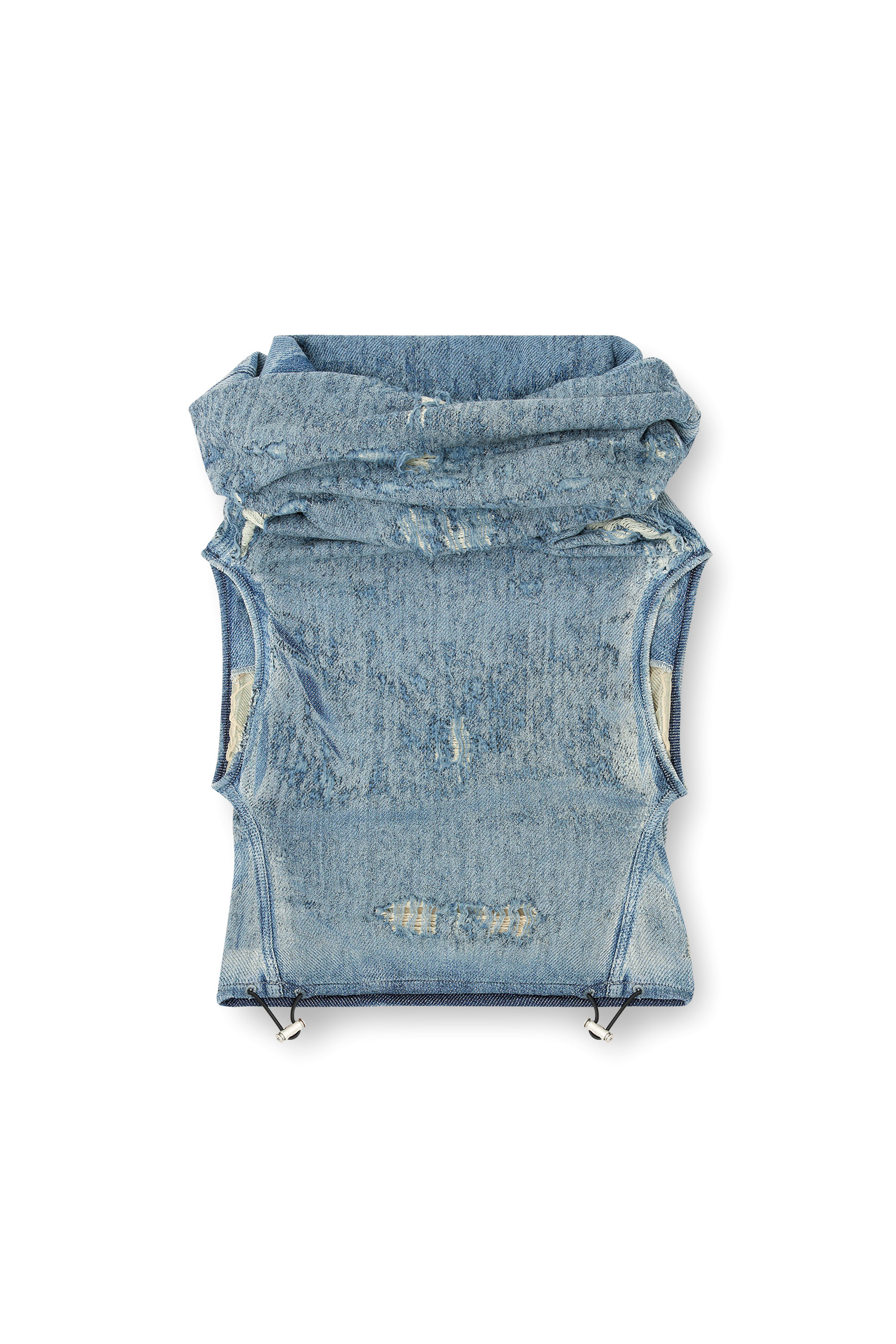 Diesel - DE-VANIA-FSG, Top denim jacquard effetto ultra-destroyed Donna in Blu - 2