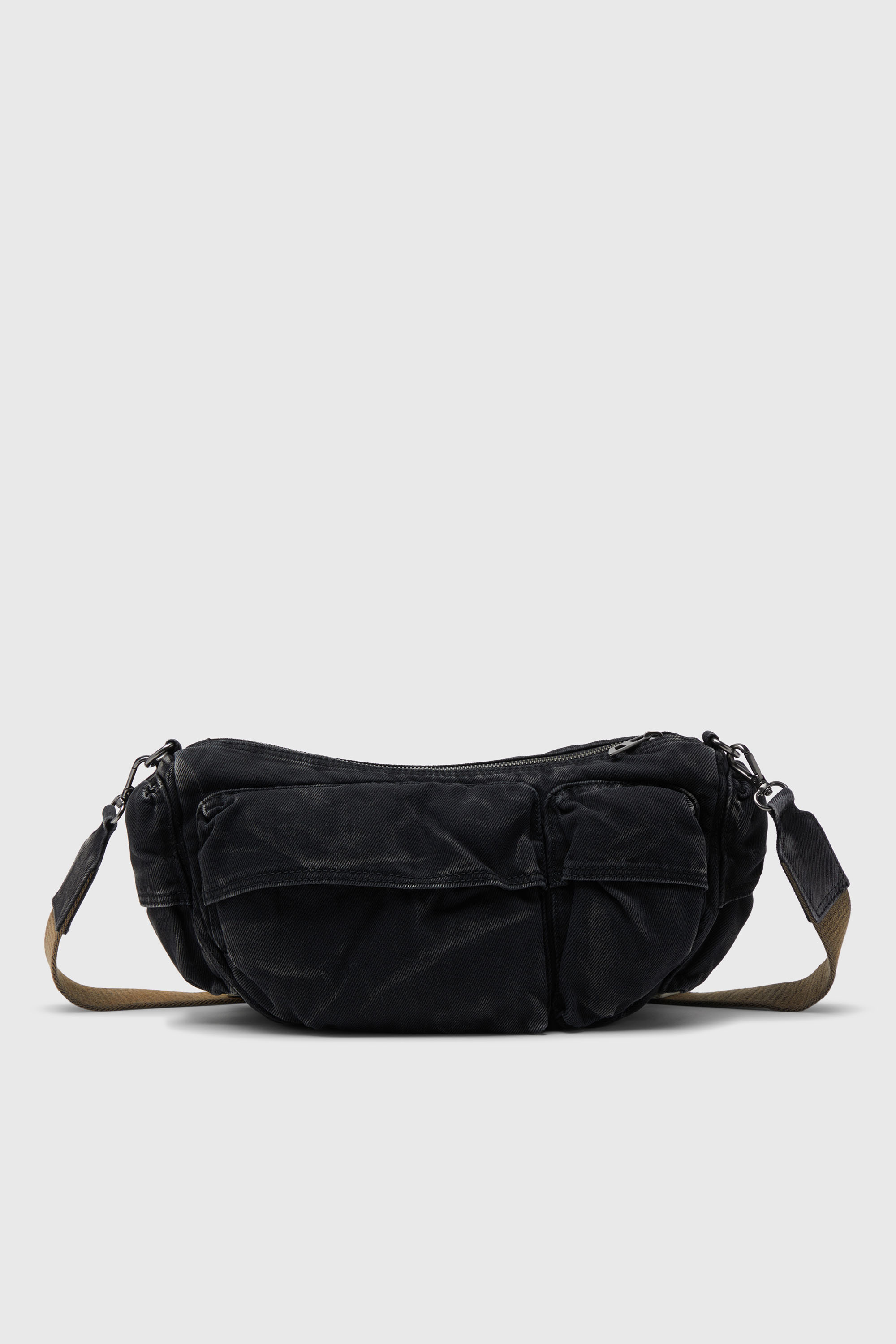 Diesel - MULTI-PKTS SHOULDER BAG X, Multi-Pkts - Borsa multitasche in denim washed Unisex in Nero - 2