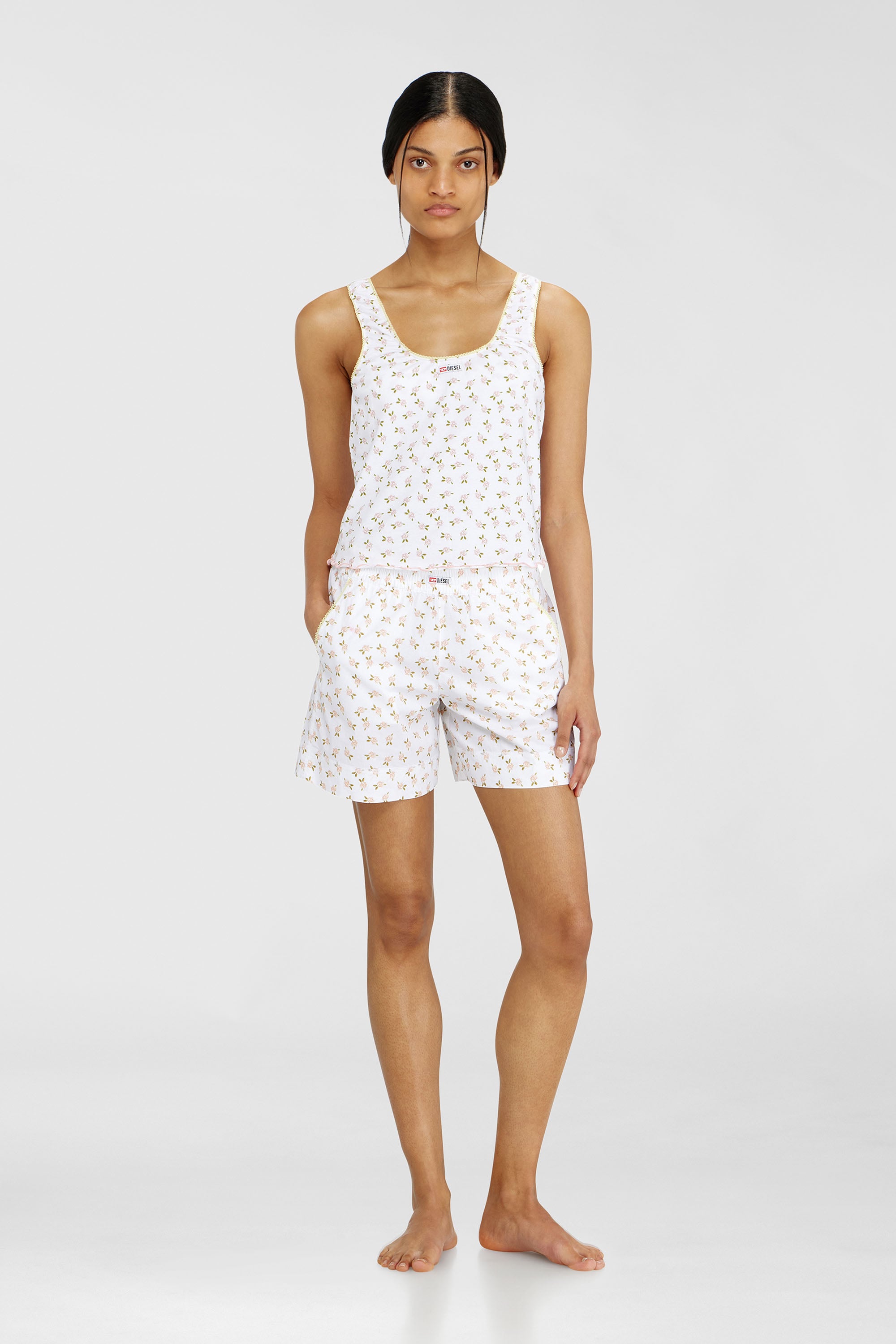 Diesel - GEORGIE-D-CORE, Canotta in cotone stretch con stampa floreale Donna in Bianco - 1
