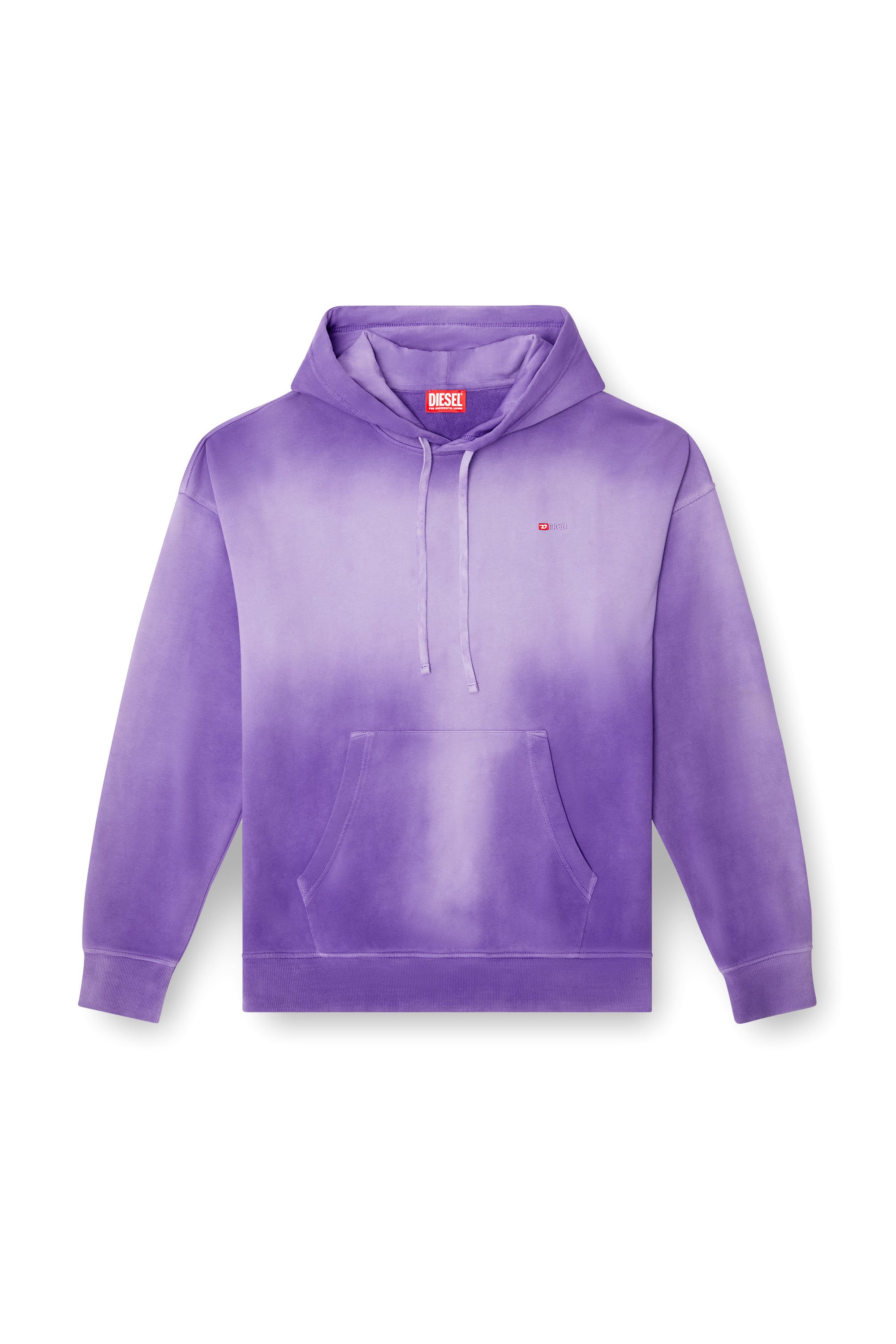 Diesel - S-ROB-HOOD-R2, Hoodie sfumato con micro logo ricamato Uomo in Viola - 3