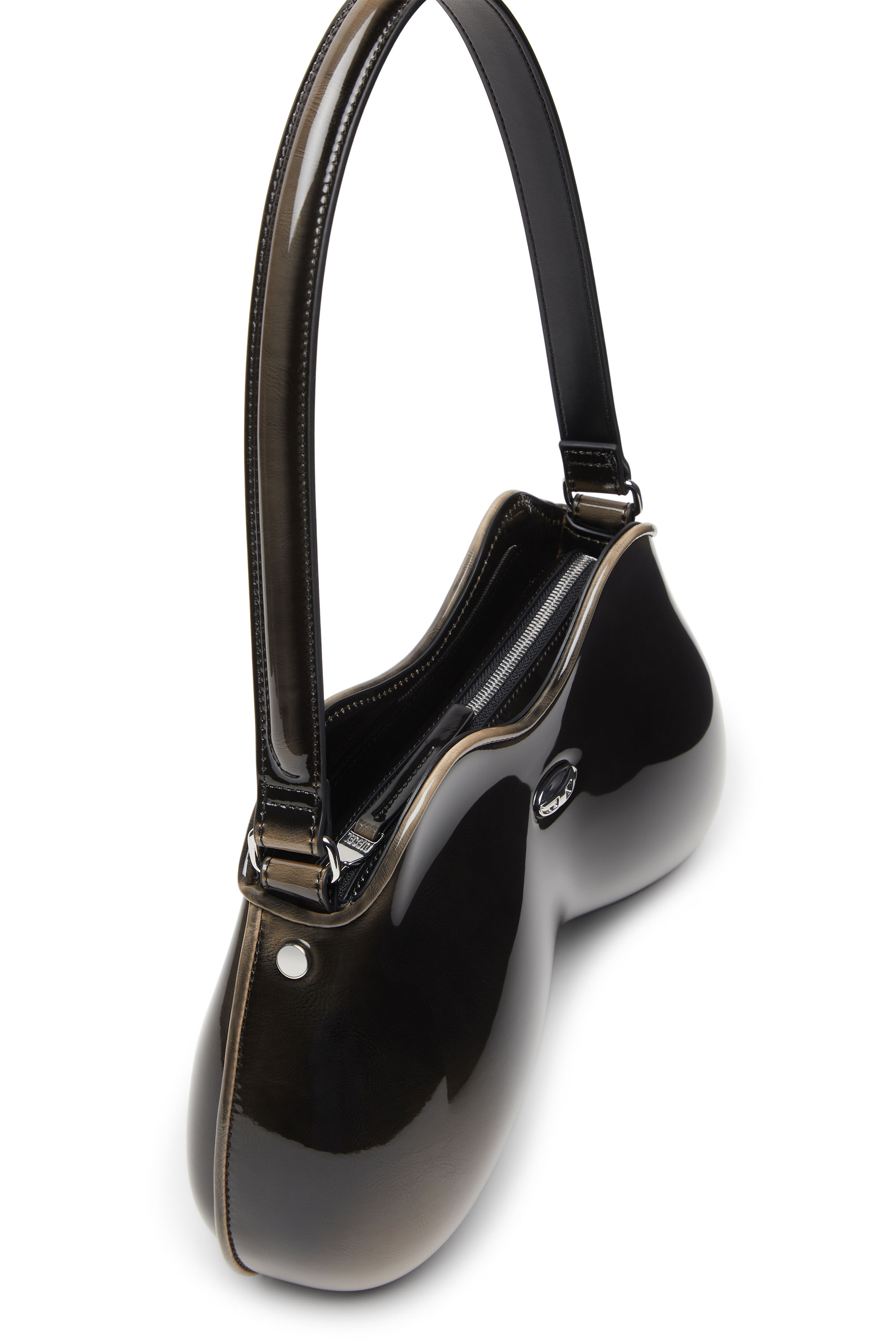Diesel - DOUBLE-D SHOULDER, Double-D-Borsa a spalla in PU lucido dégradé Donna in Nero - 5