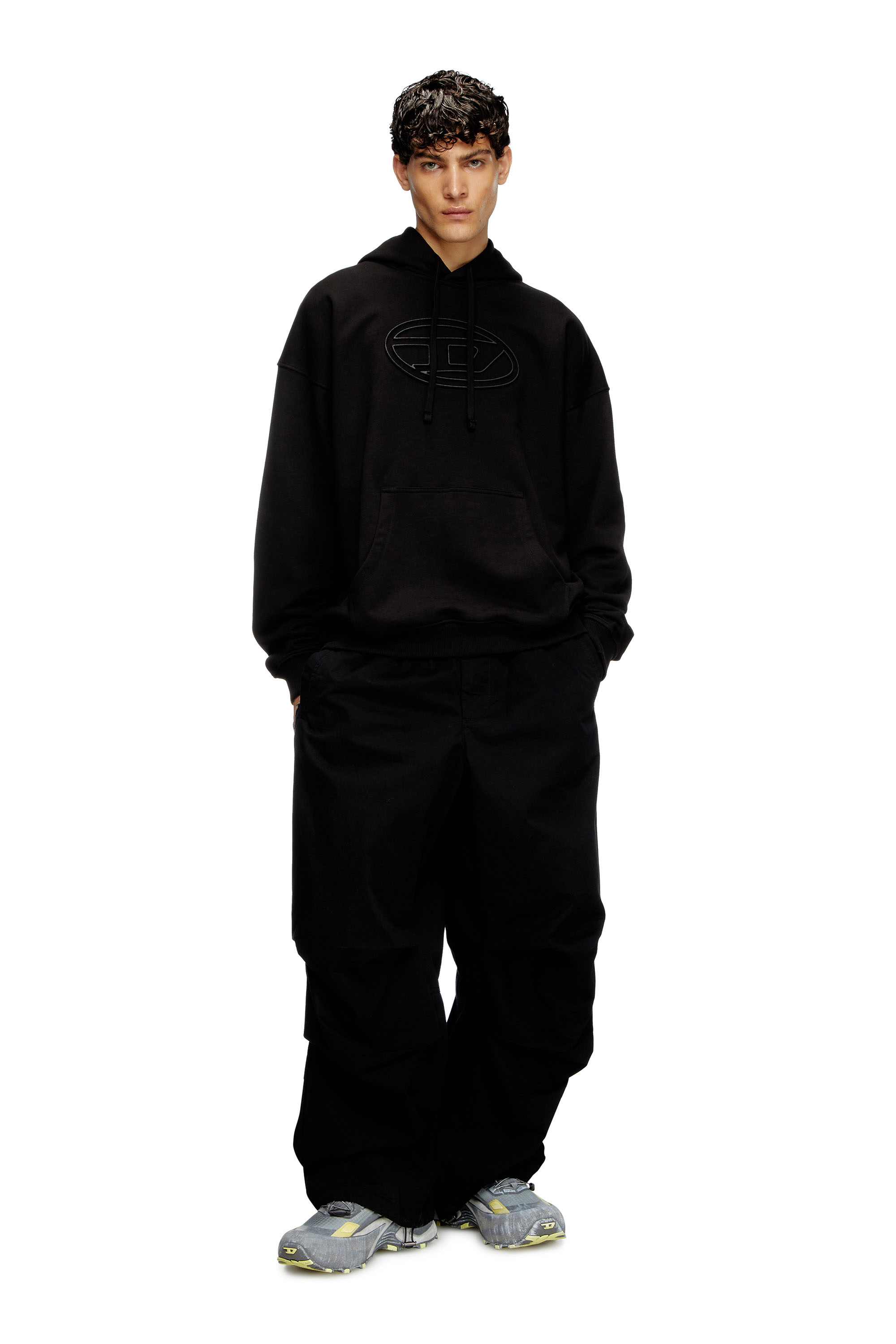 Diesel - S-UMMER-BIGOVAL, Hoodie con logo Oval D in rilievo Uomo in Nero - 1