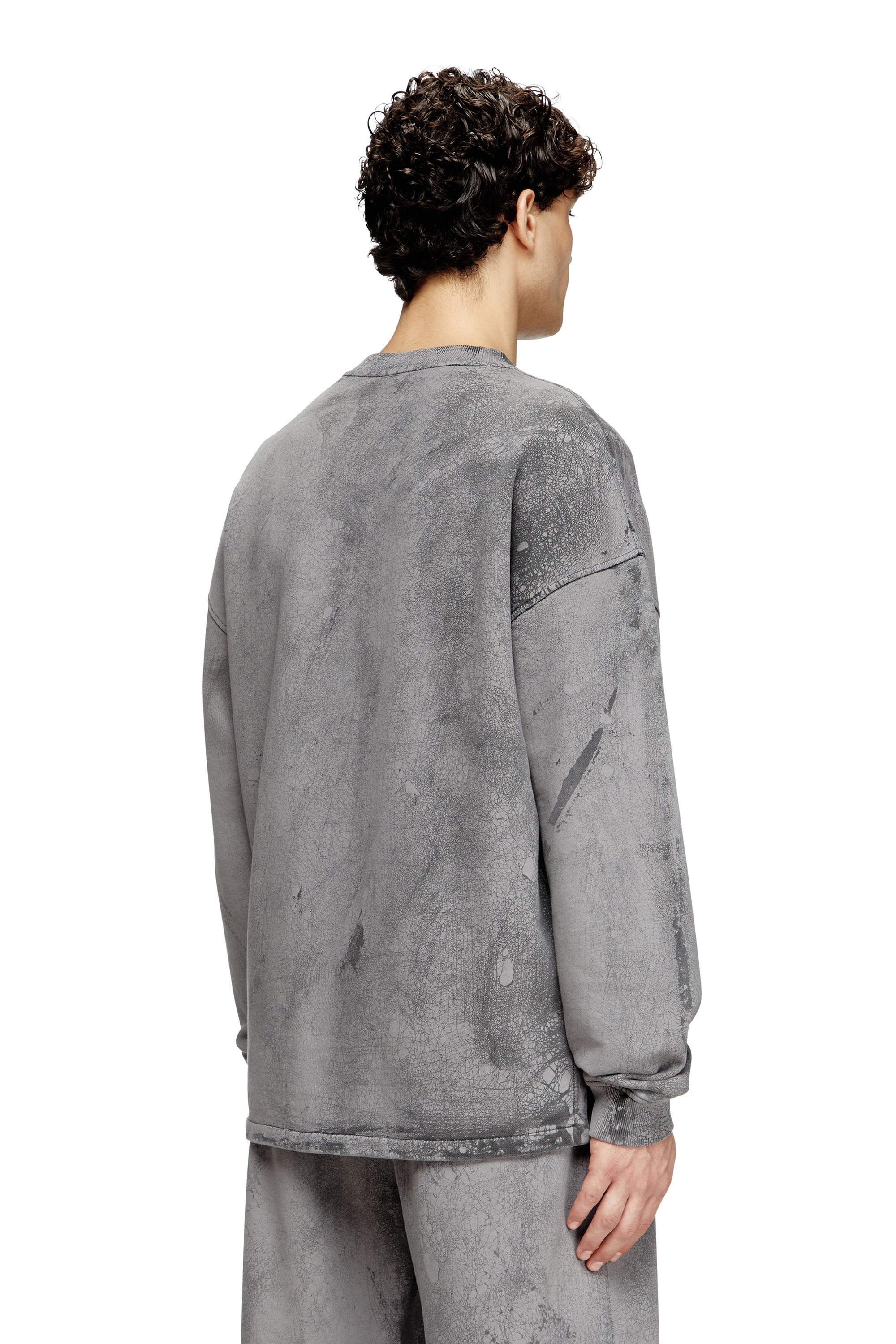 Diesel - S-BAXT-T1, Felpa effetto marmorizzato e micro logo Uomo in Grigio - 4