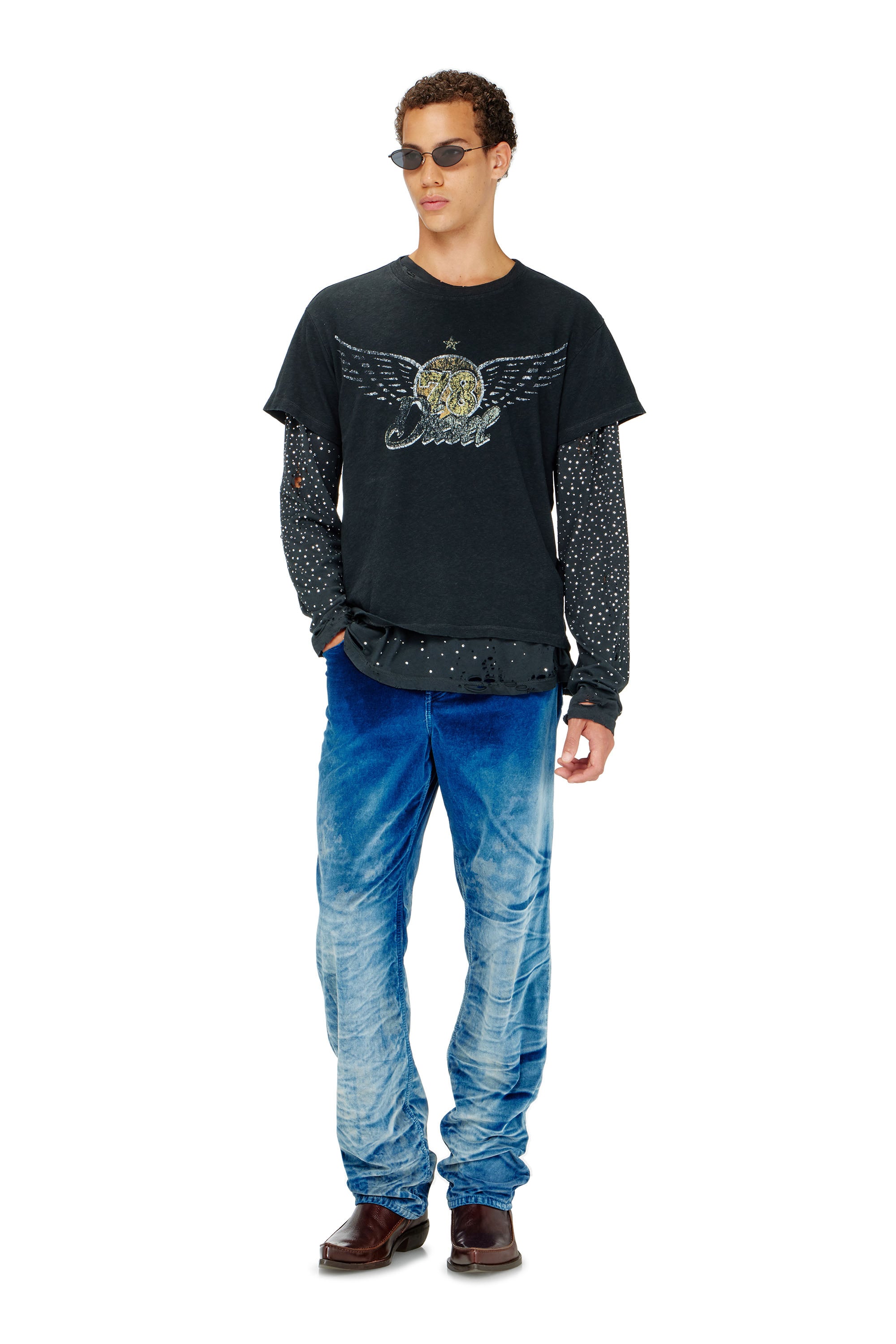 Diesel - T-GERIO-A, T-shirt in cotone-canapa con grafica concerti Uomo in Nero - 2