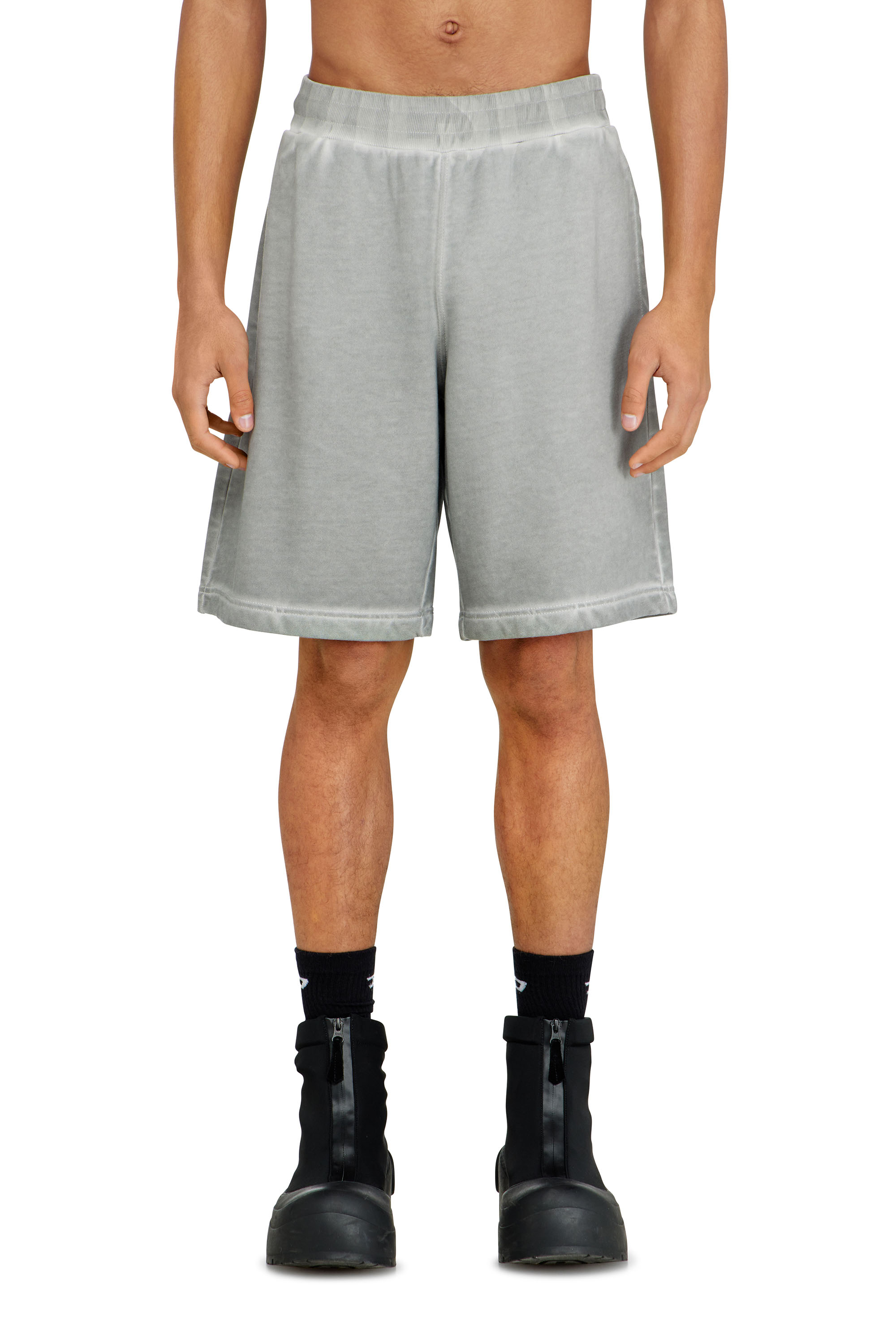 Diesel - P-CROWN-V1, Shorts felpati con tintura pigmentata Uomo in Grigio - 1