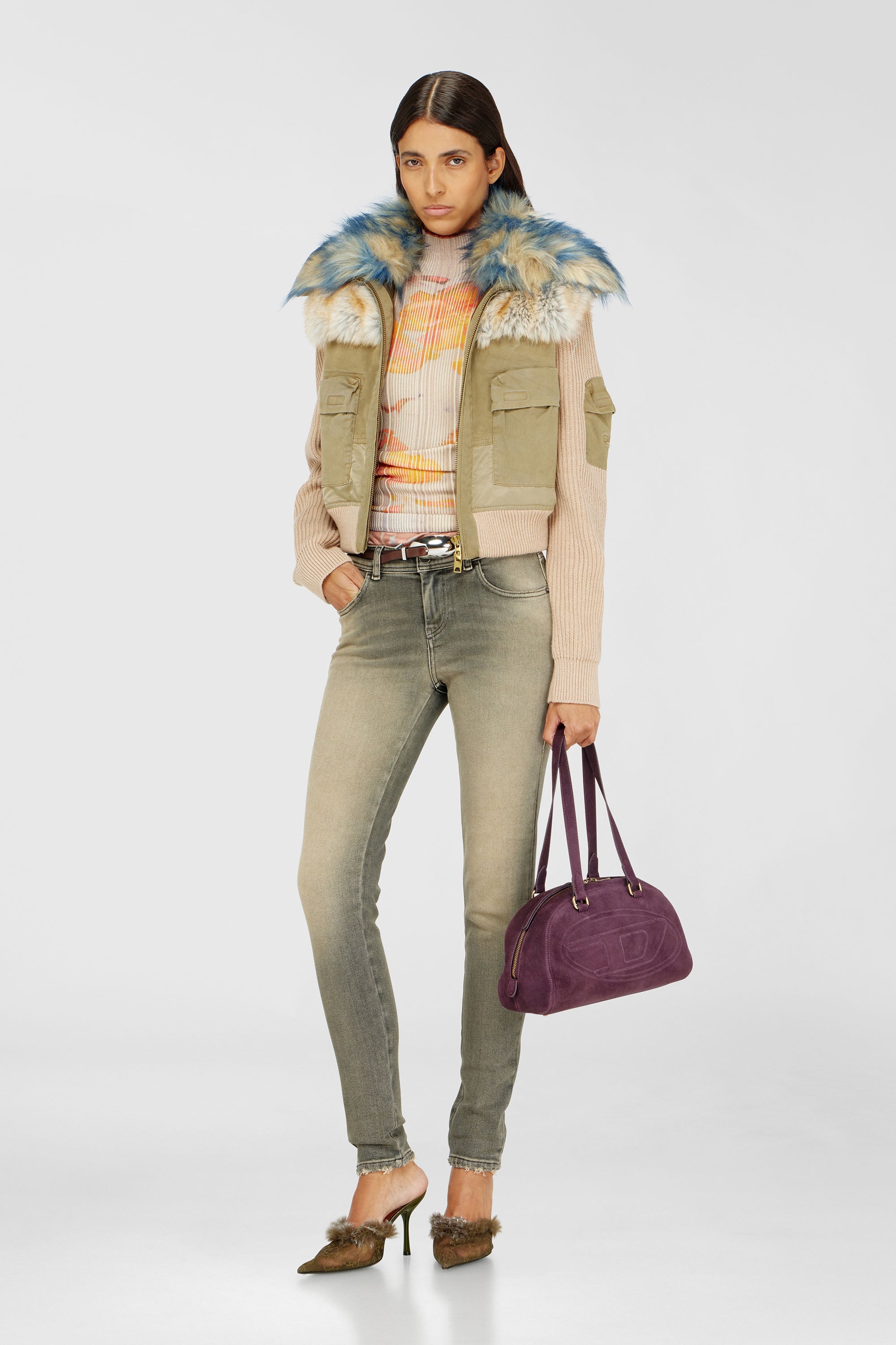 Diesel - Skinny Jeans 2017 Slandy 09P32 Donna, Grigio - Image 1