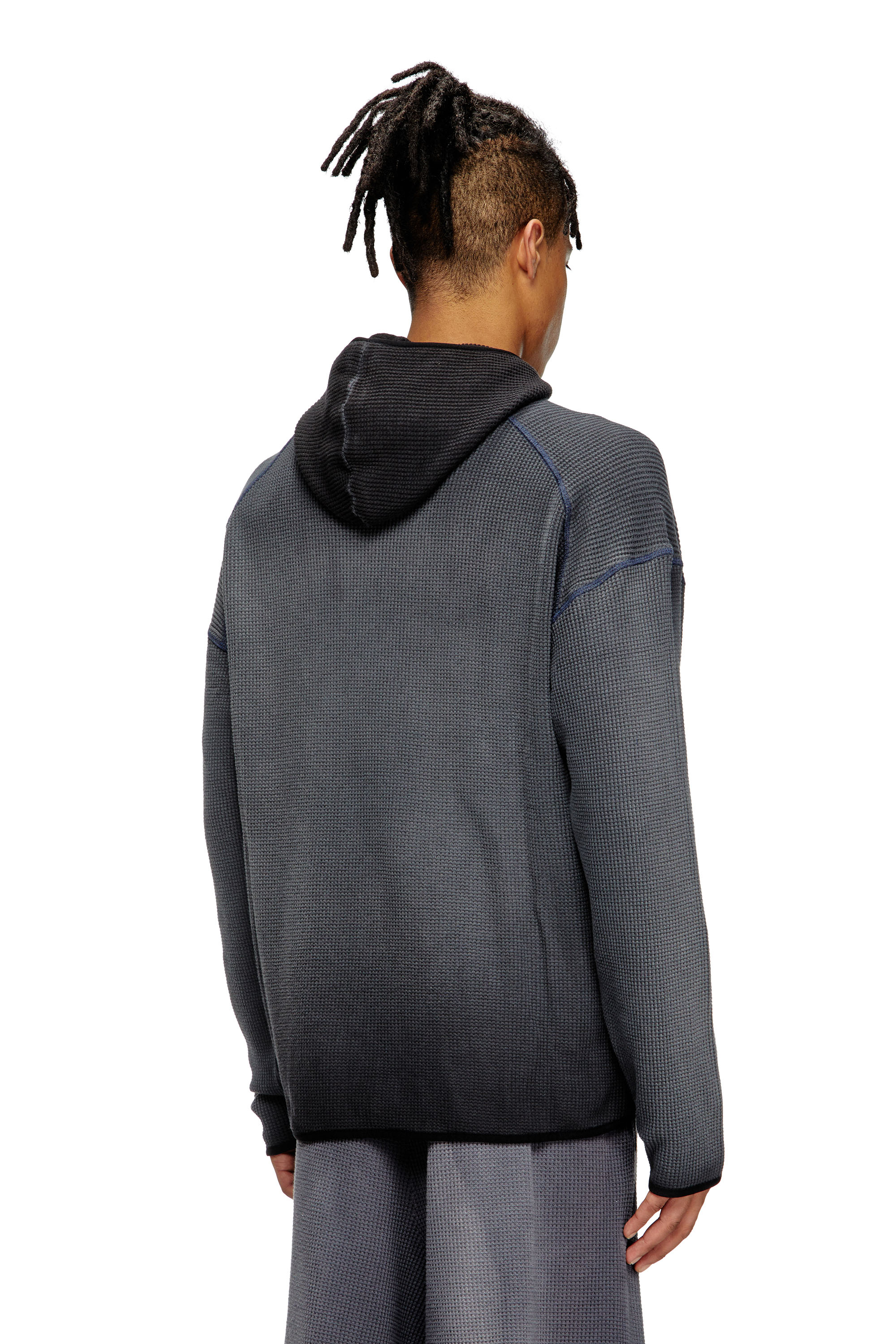 Diesel - S-WAF-HOOD-NEW, Hoodie a nido d’ape con stampa grafica Uomo in Nero - 3