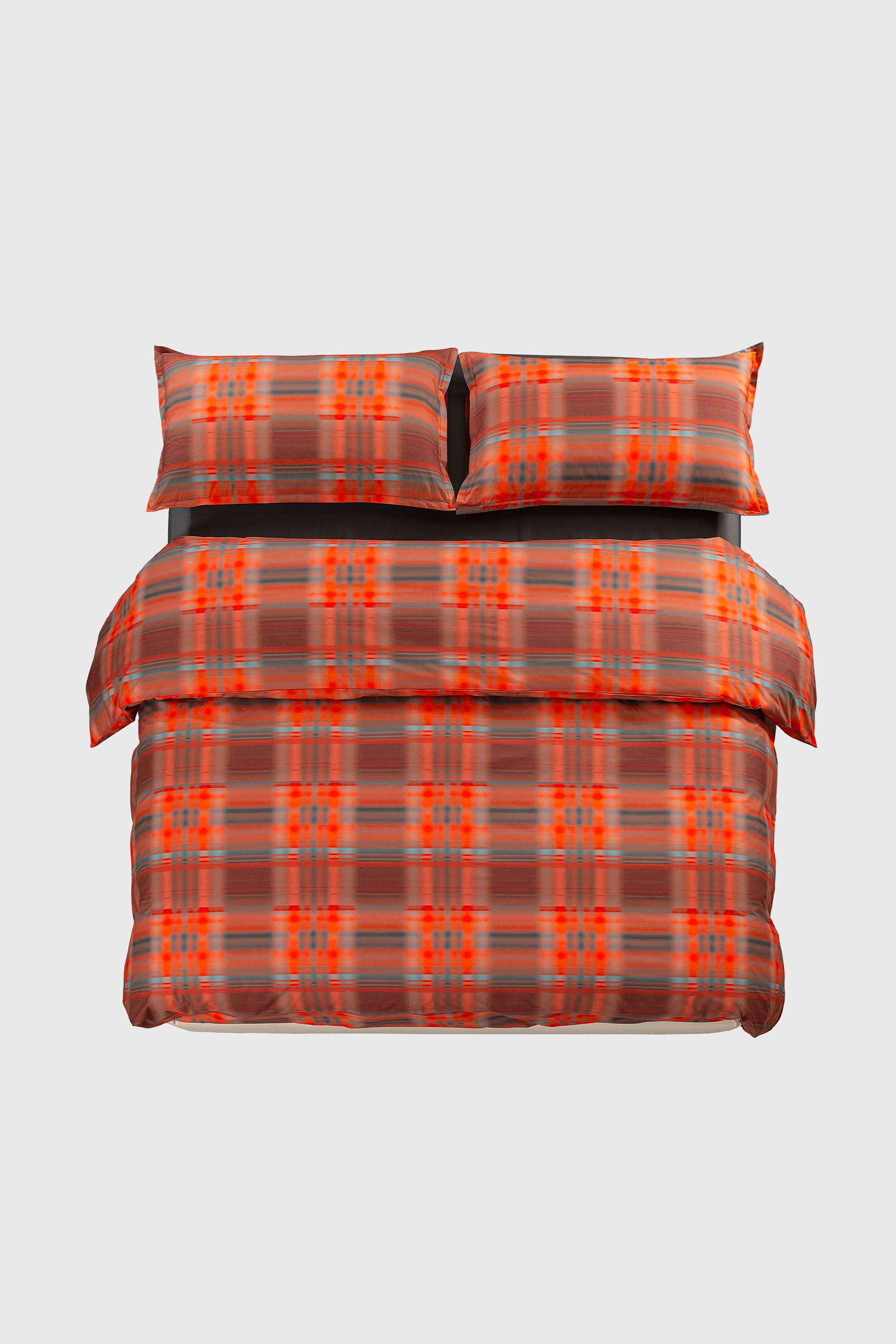 Diesel - 1016333  HAZY TARTAN DUVET COVER SET FOR, Parure copripiumino in percalle per letto queen size Unisex in Arancione - 1