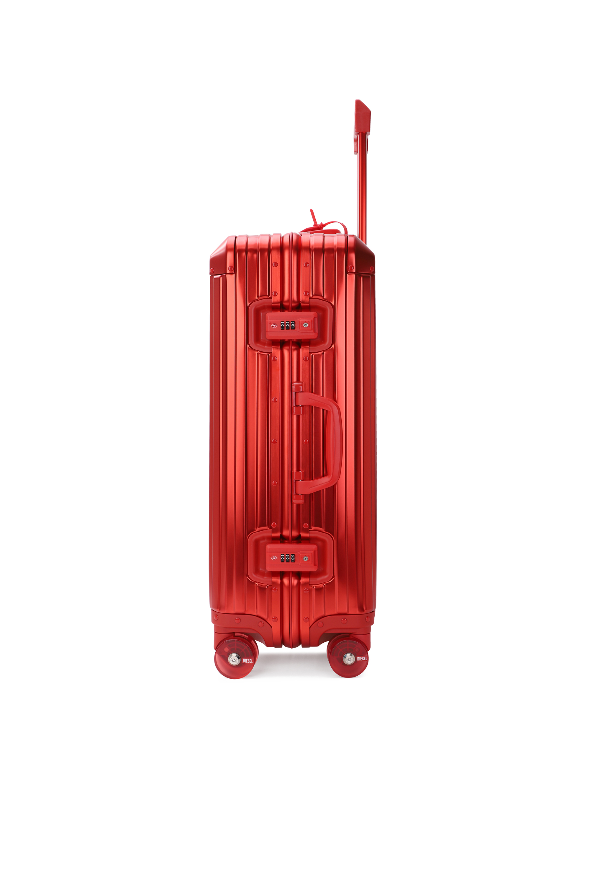 Diesel - DIESEL ALUMINUM TROLLEY- DSL002, Valigia in alluminio taglia M Unisex in Rosso - 4