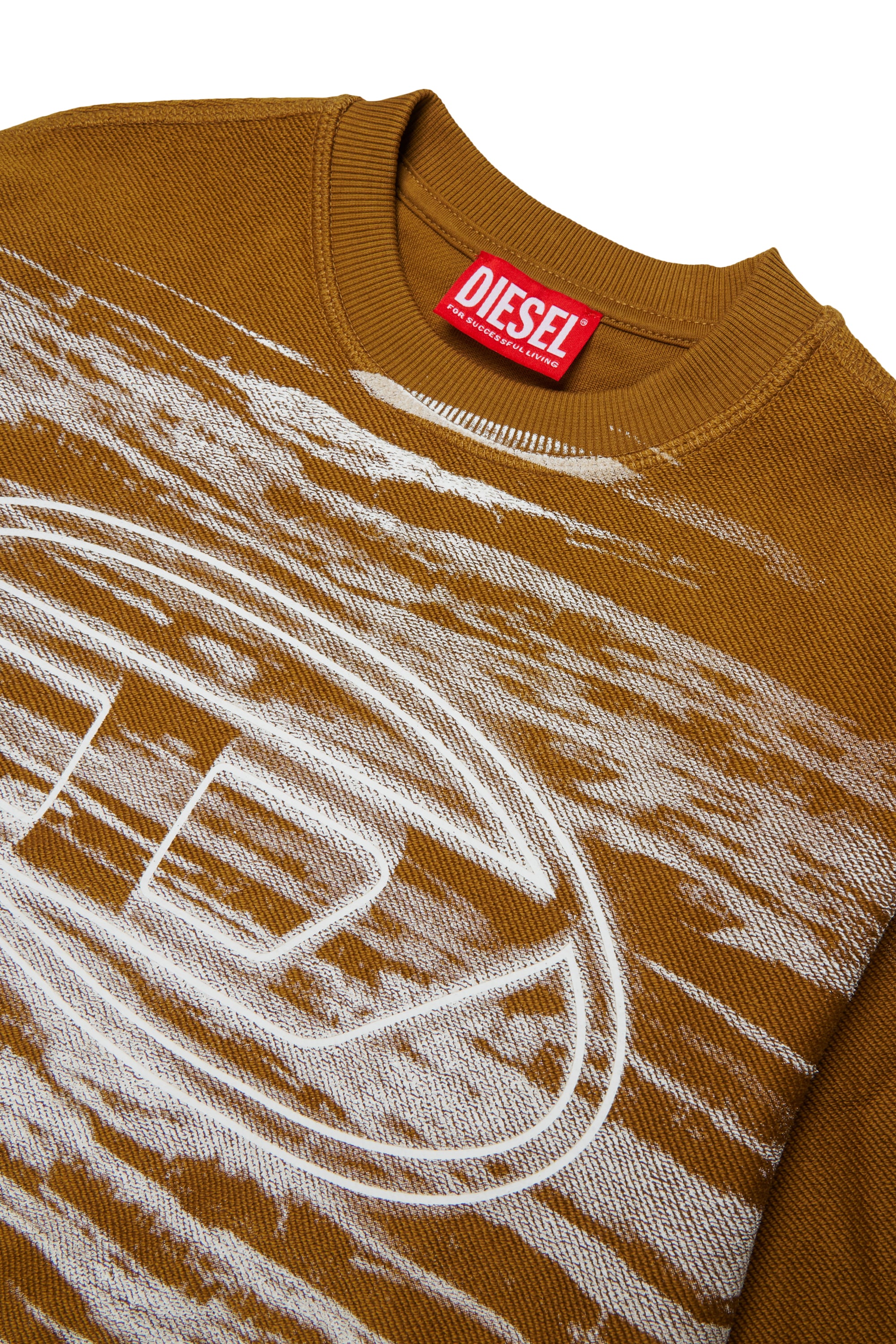 Diesel - SFRIT OVER, Man's Sweatshirt with streaks and Oval D logo in Brown - 3