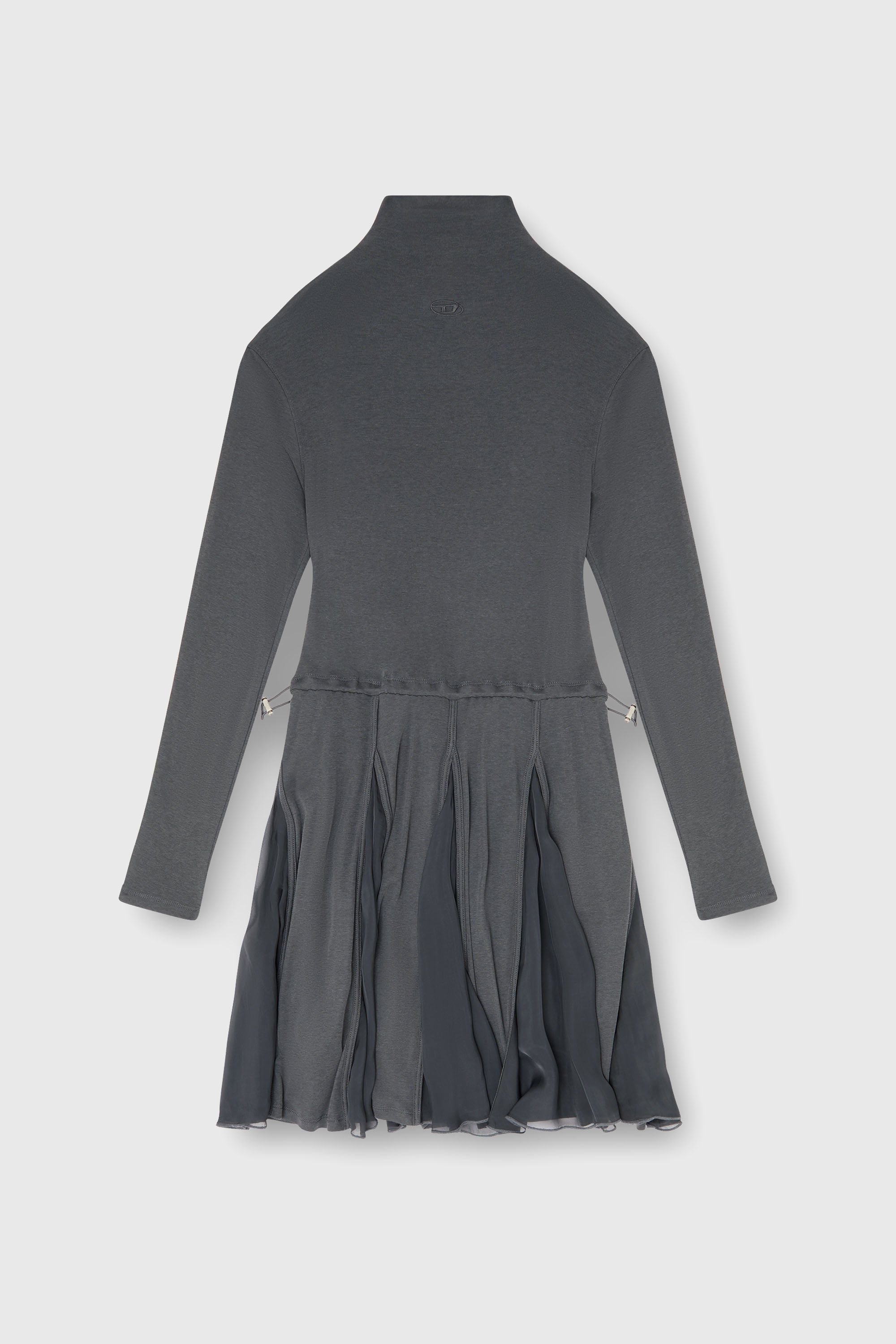 Diesel - D-REI, Abito mini a collo alto in jersey e chiffon Donna in Grigio - 2