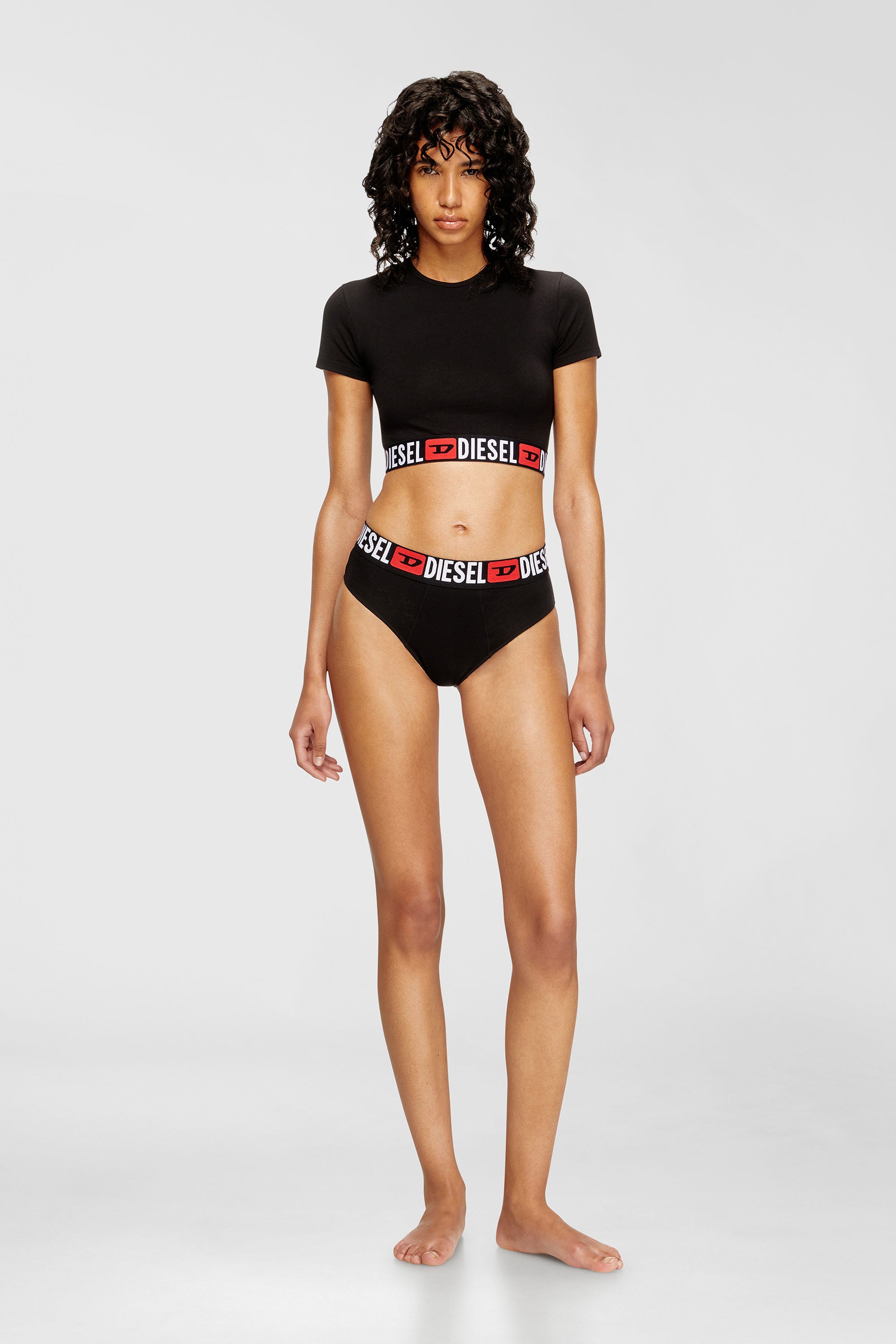 Diesel - IRMA-D-CORE, Crop top con fascia logo Donna in Nero - 2