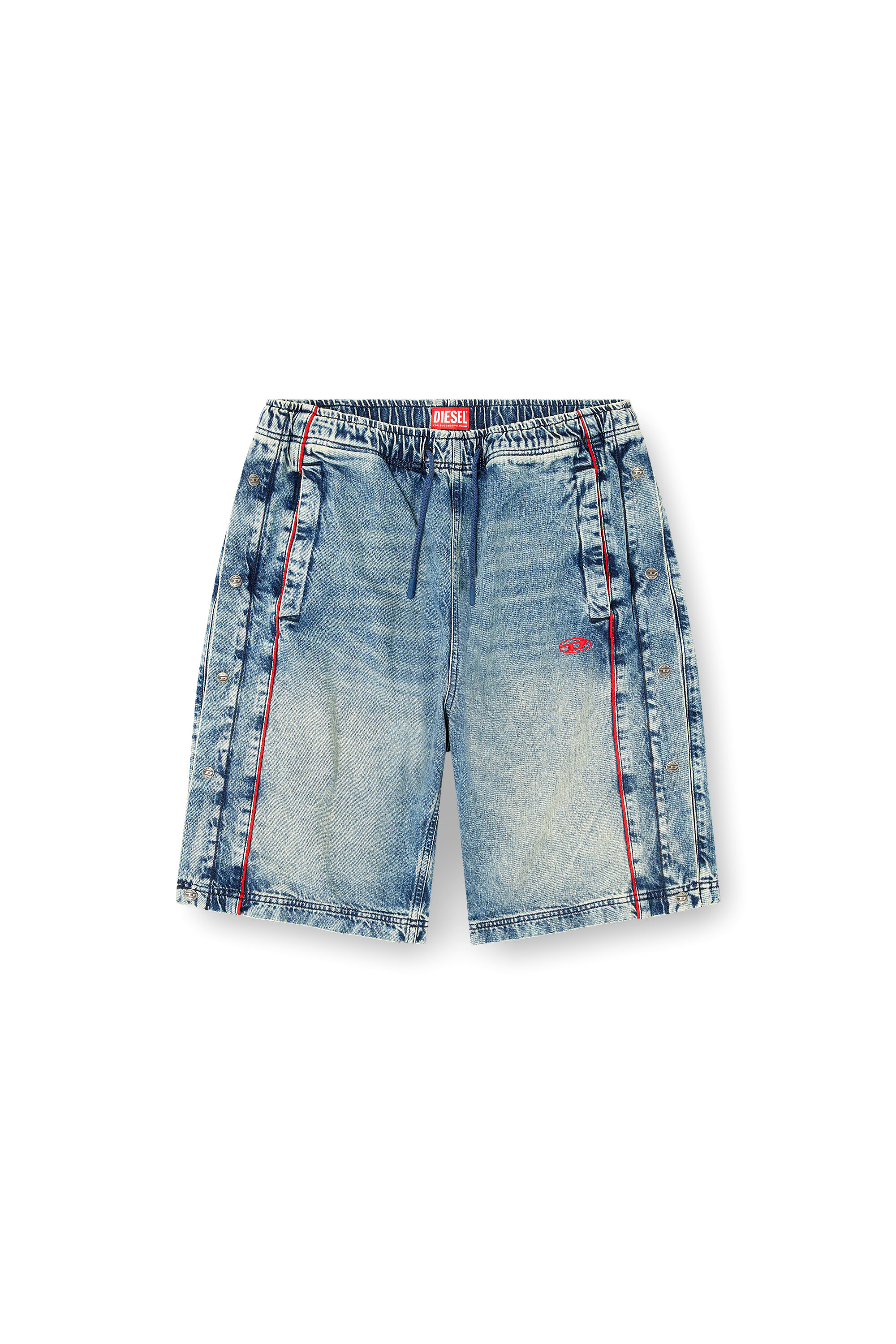 Diesel - D-AXFOR-SHORT-S, Short in denim con profili rossi Unisex in Blu - 4