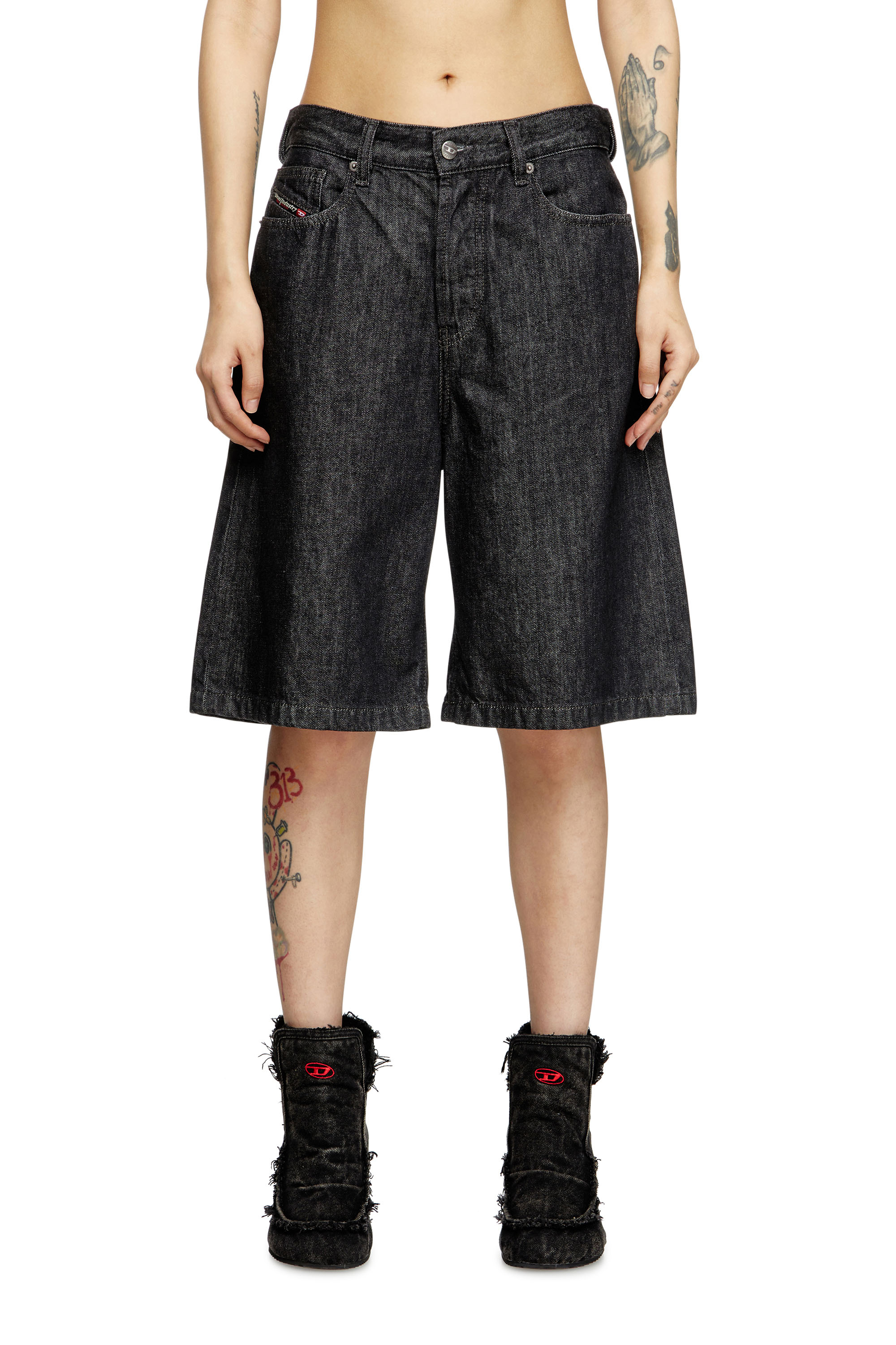 Diesel - DE-SIRE-SHORT, Short in denim rinse-wash Donna in Nero - 1